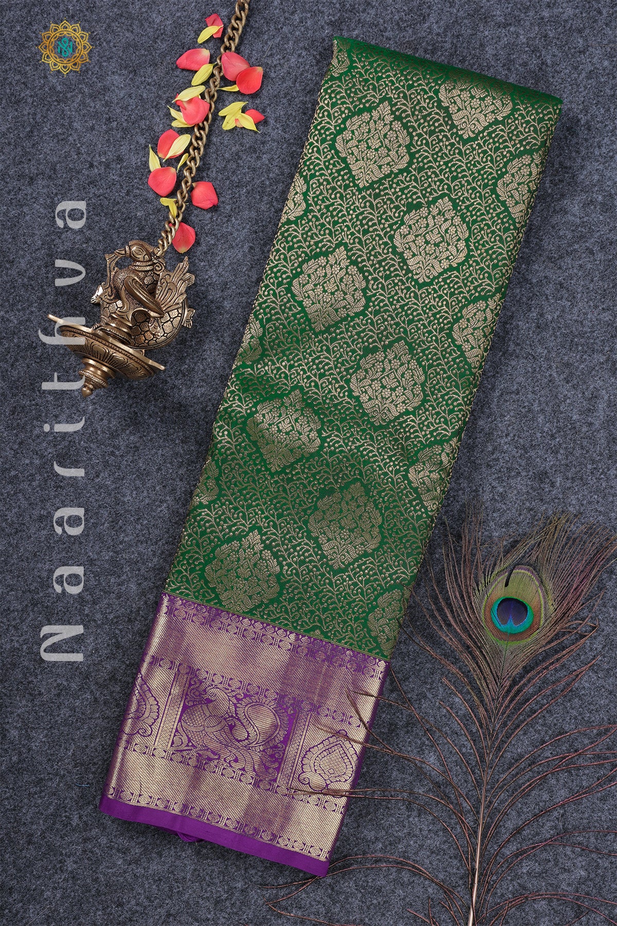 GREEN WITH PURPLE - PURE KANJIVARAM SILK