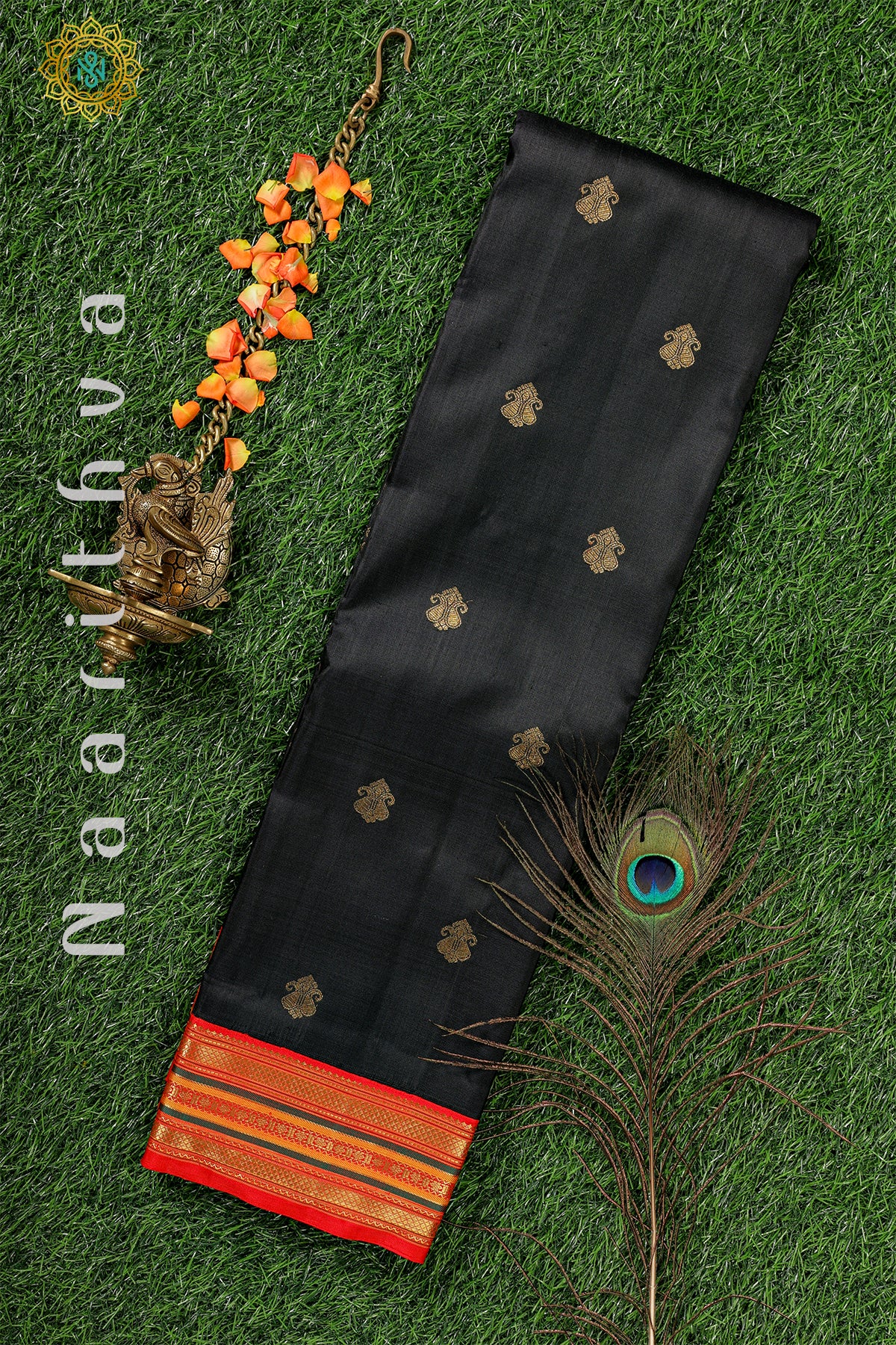 BLACK WITH RED - PURE KANJIVARAM SILK