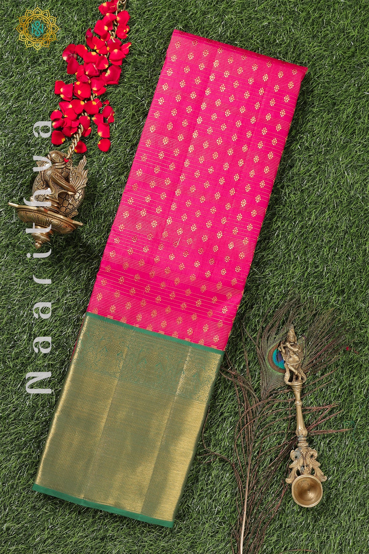 PINK WITH GREEN - PURE KANJIVARAM SILK