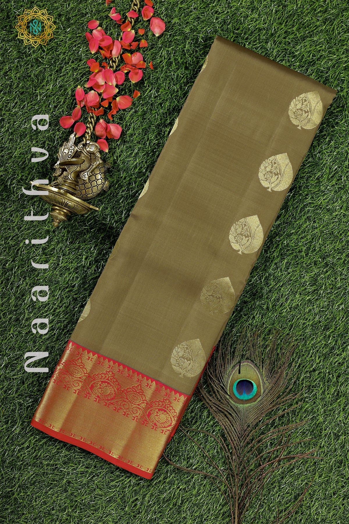 PALE GREEN WITH PINKISH RED - KANJIVARAM PURE MIX