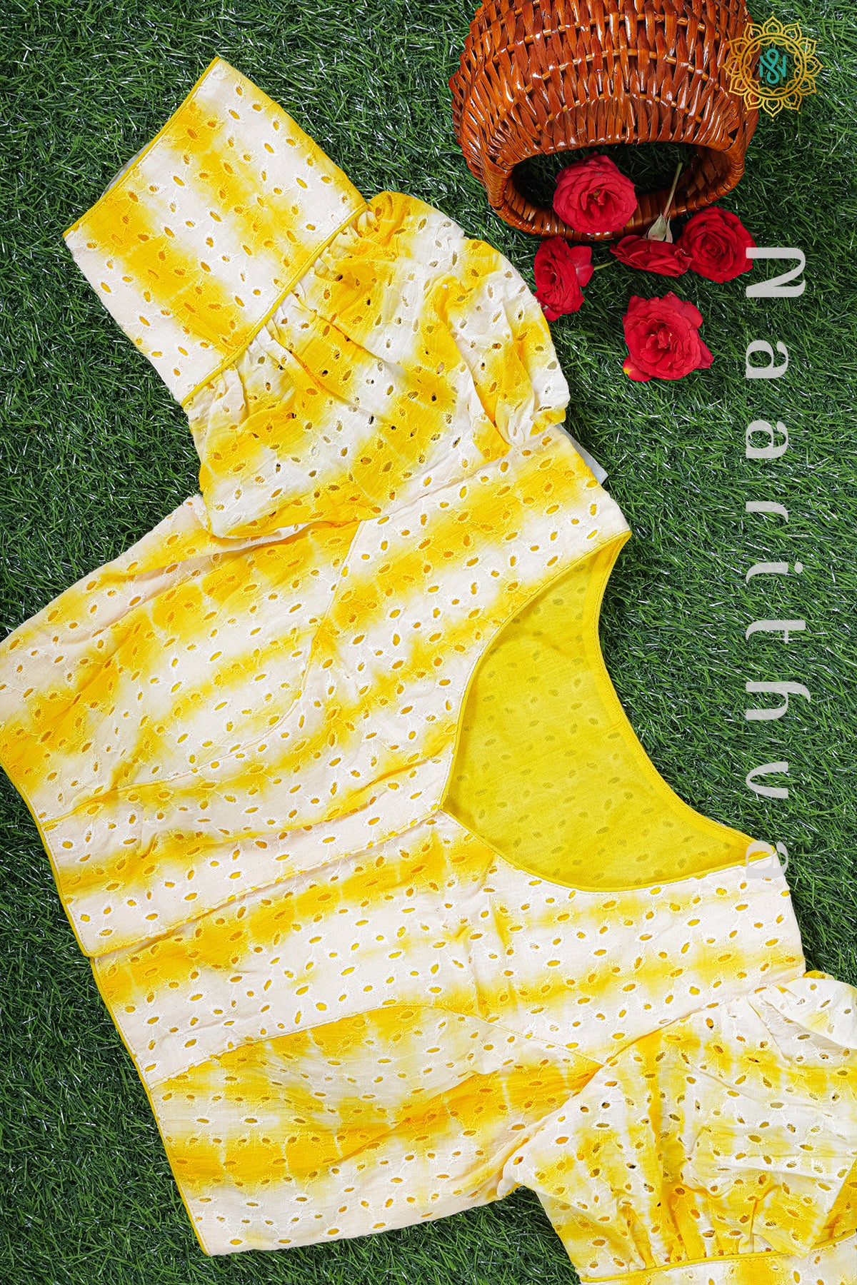 YELLOW & WHITE - READYMADE BLOUSE