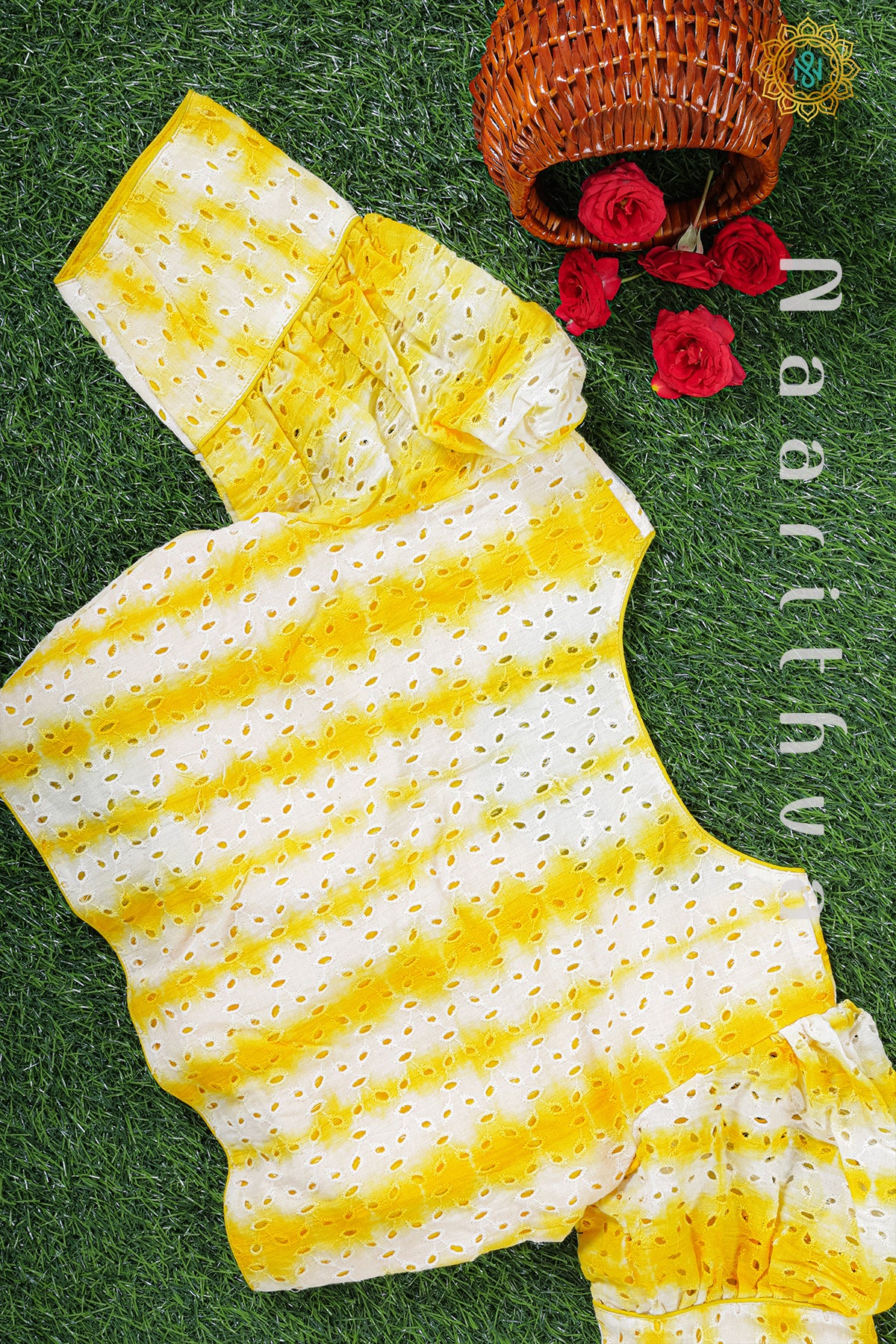 YELLOW & WHITE - READYMADE BLOUSE