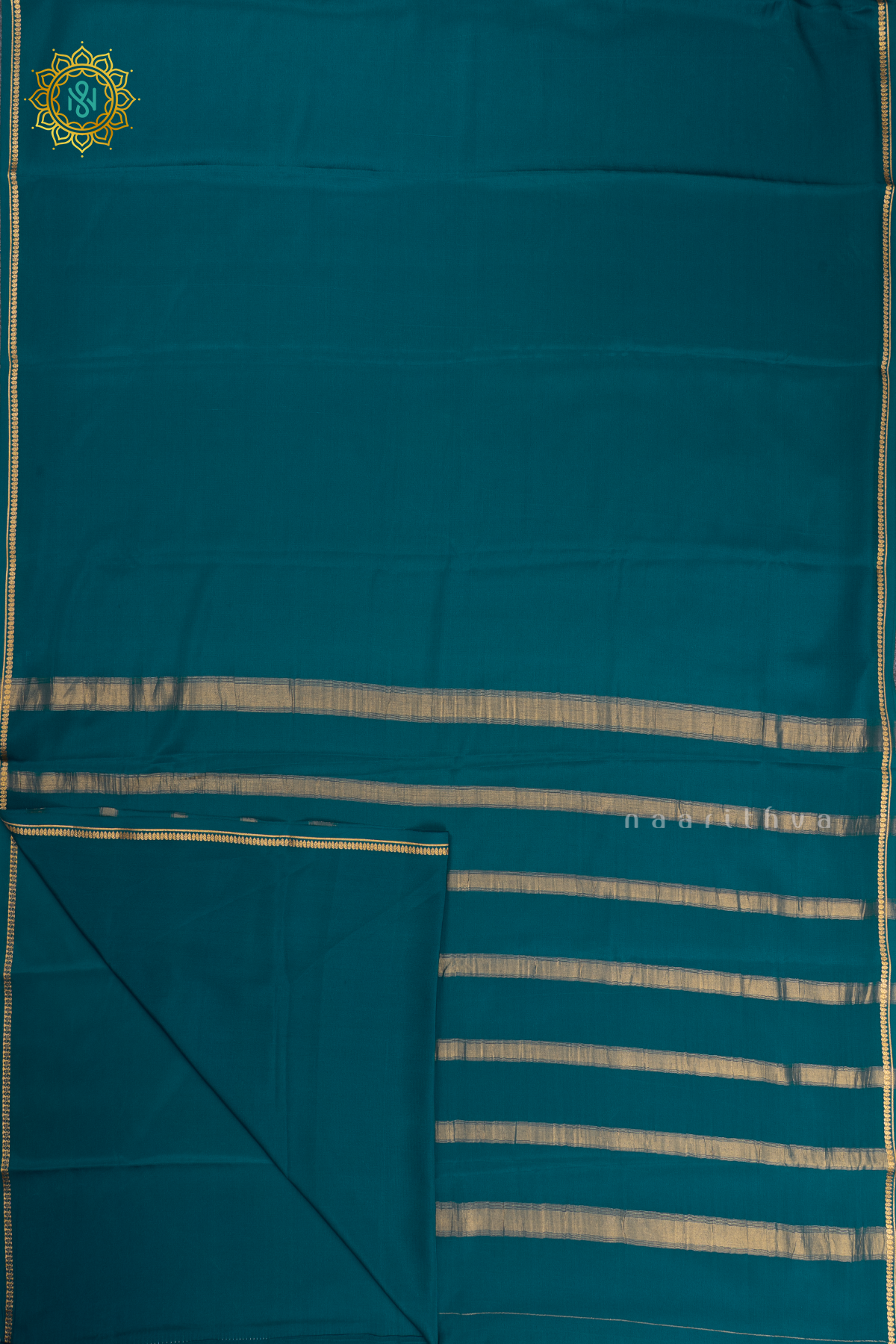 PEACOCK BLUE - PURE MYSORE CREPE SILK