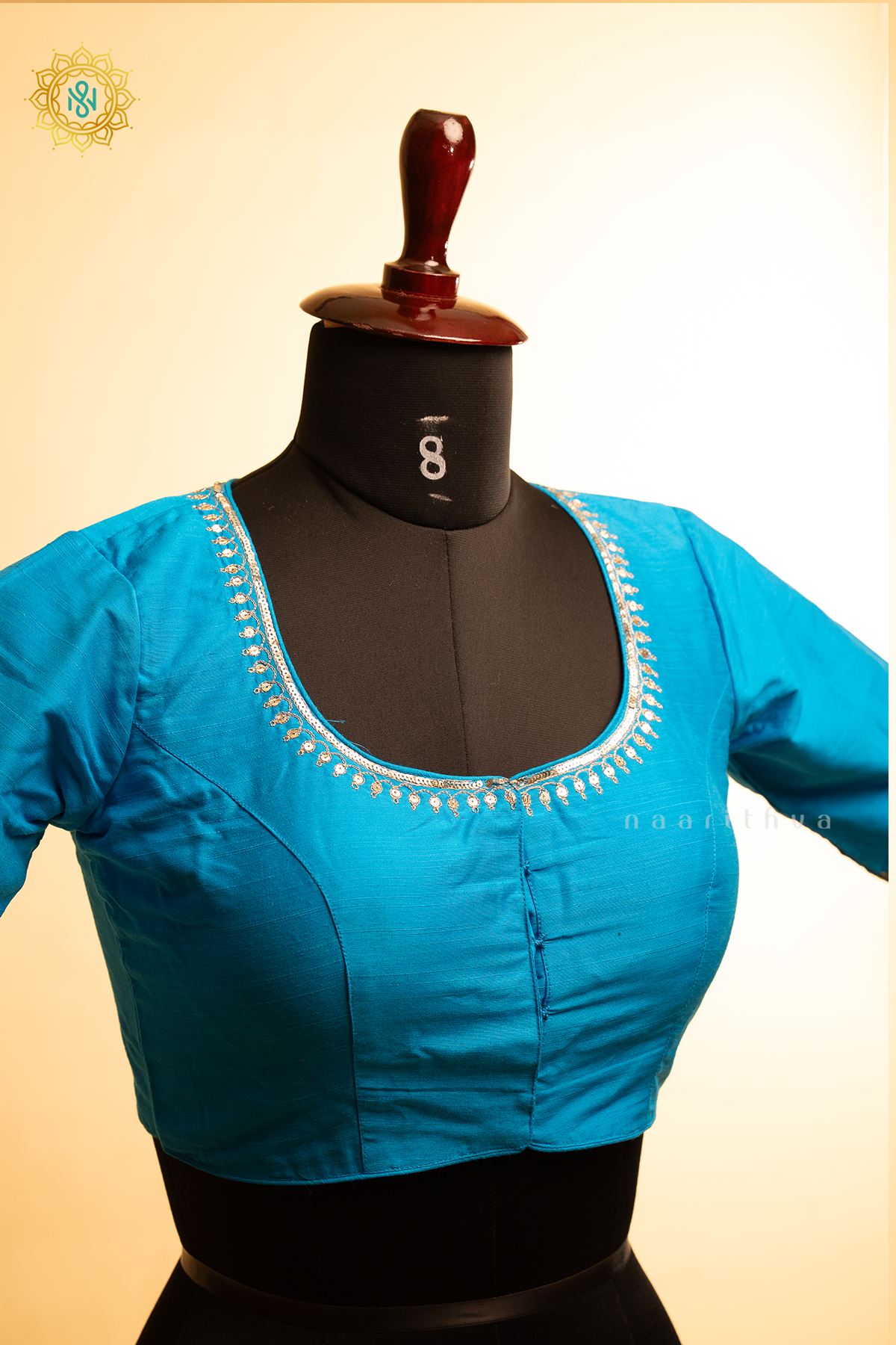 SKY BLUE - COTTON SILK READYMADE BLOUSE