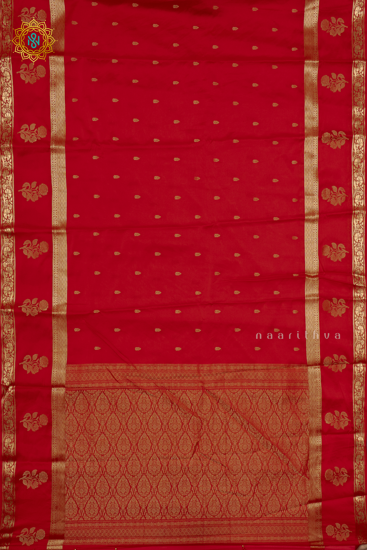 RED- SEMI MYSORE CREPE SILK
