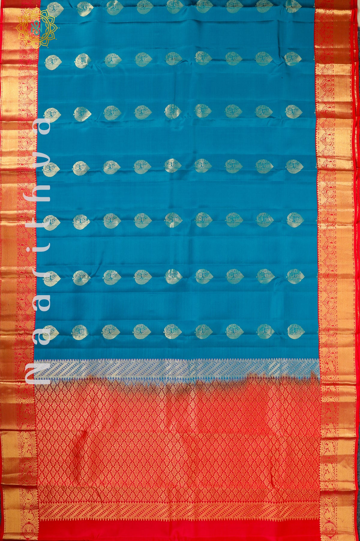 BLUE WITH PINKISH RED - KANJIVARAM PURE MIX