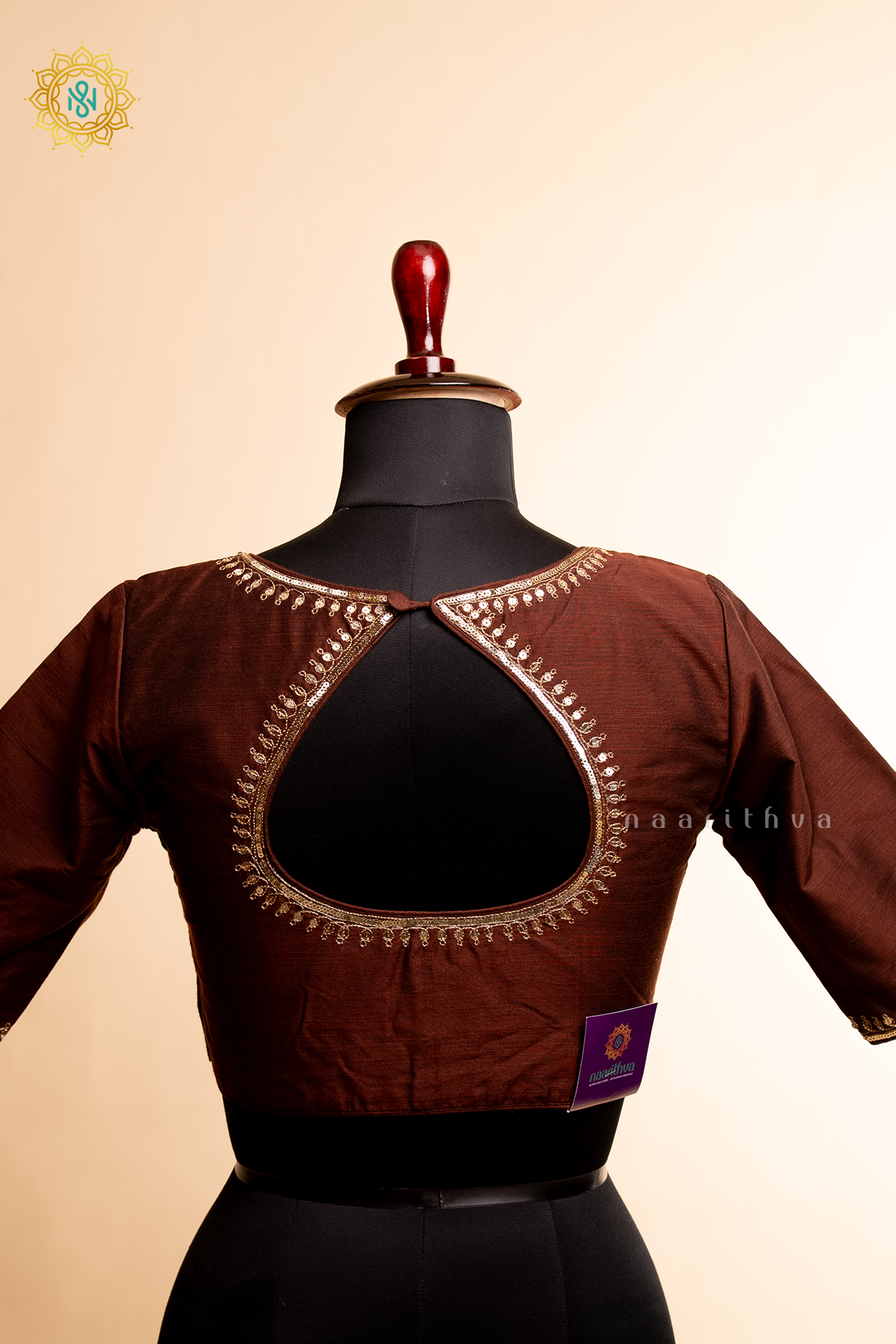 BROWN - COTTON SILK READYMADE BLOUSE