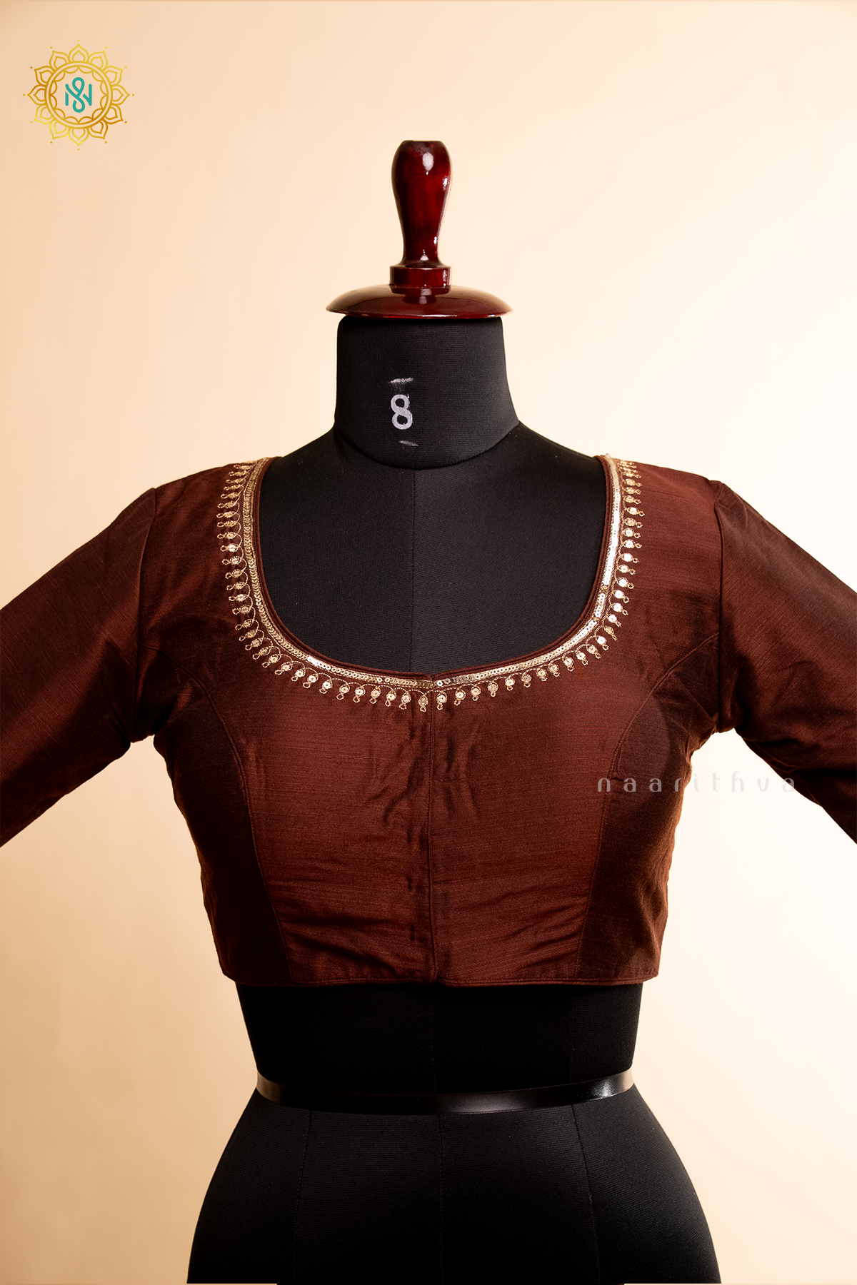 BROWN - COTTON SILK READYMADE BLOUSE