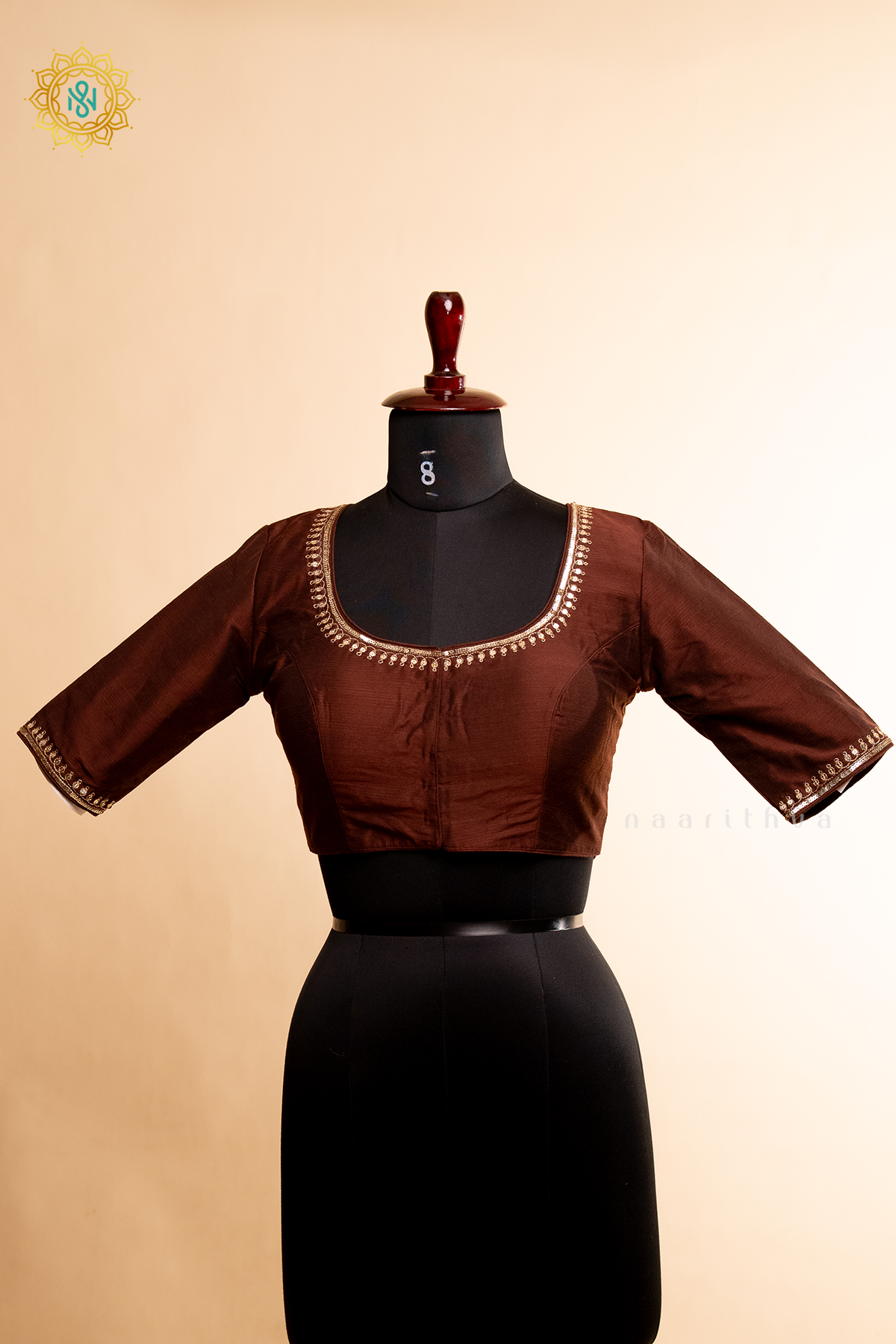 BROWN - COTTON SILK READYMADE BLOUSE