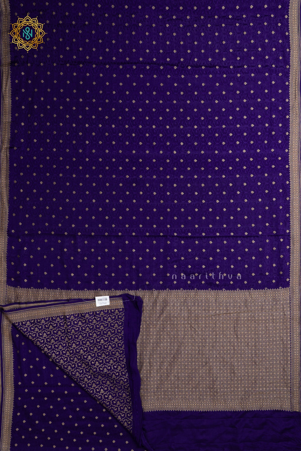 Purple Pure Banrasi Crepe Silk Allover Zari Buttas On The Body With Contrast Zari Border & Pallu