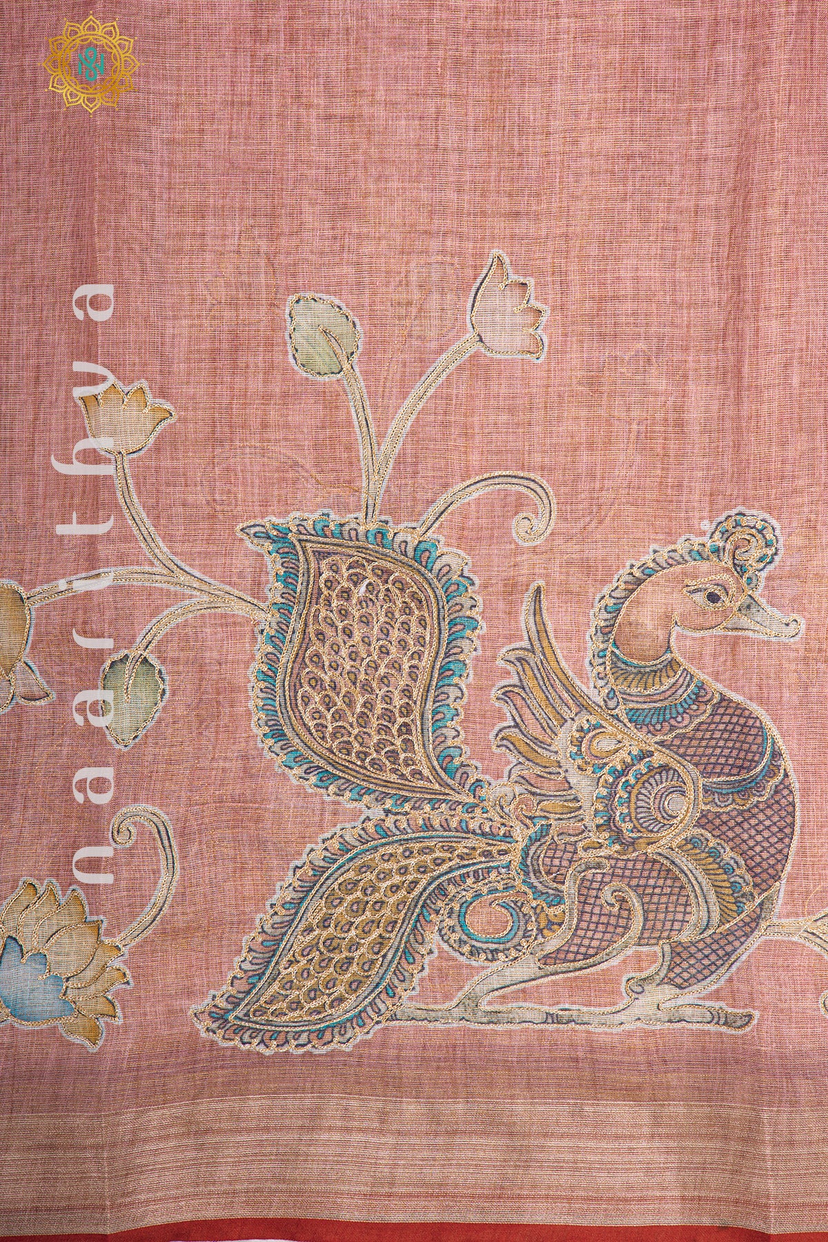 PEACH - KALAMKARI LINEN TISSUE