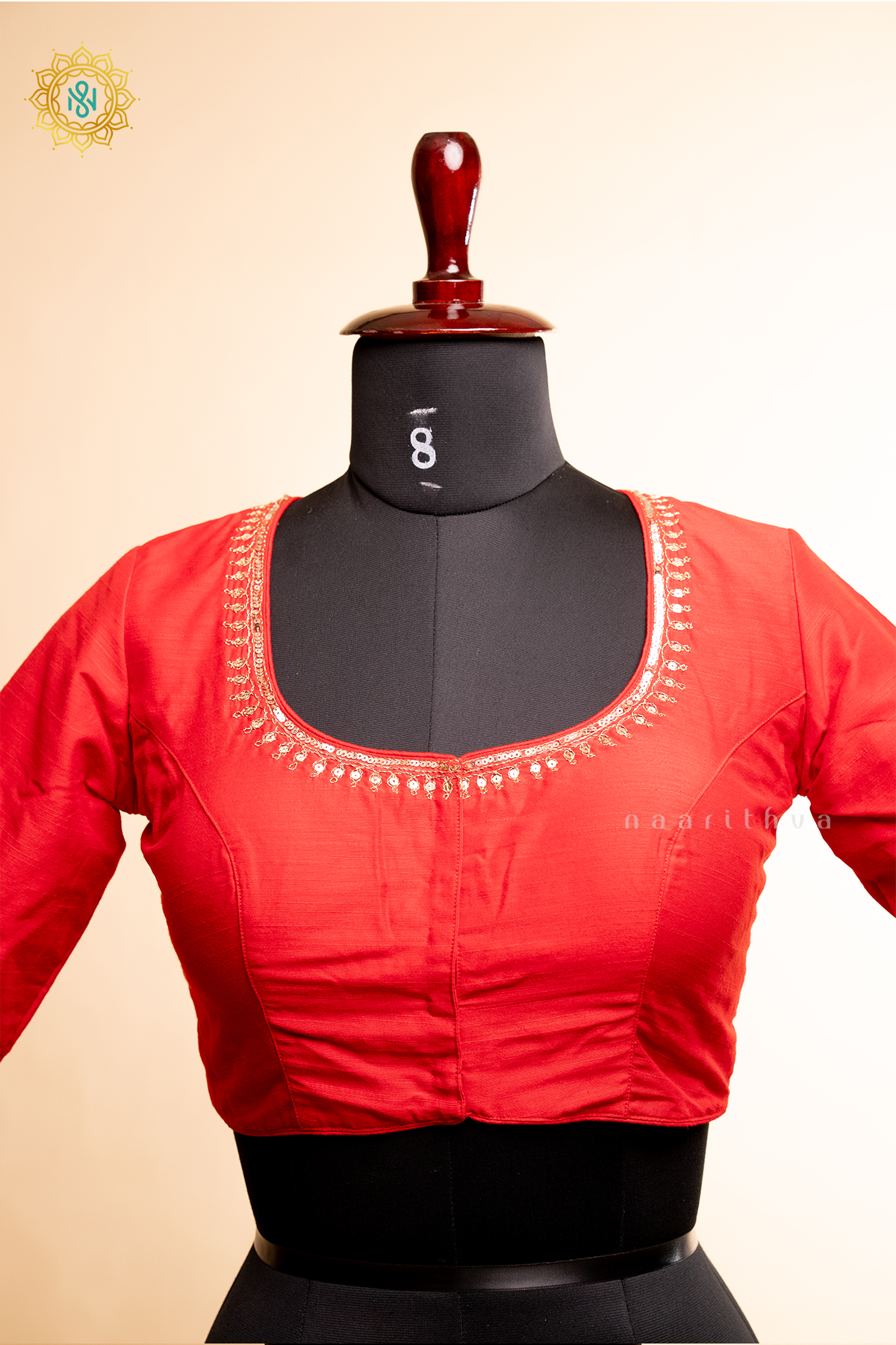 RED - COTTON SILK READYMADE BLOUSE