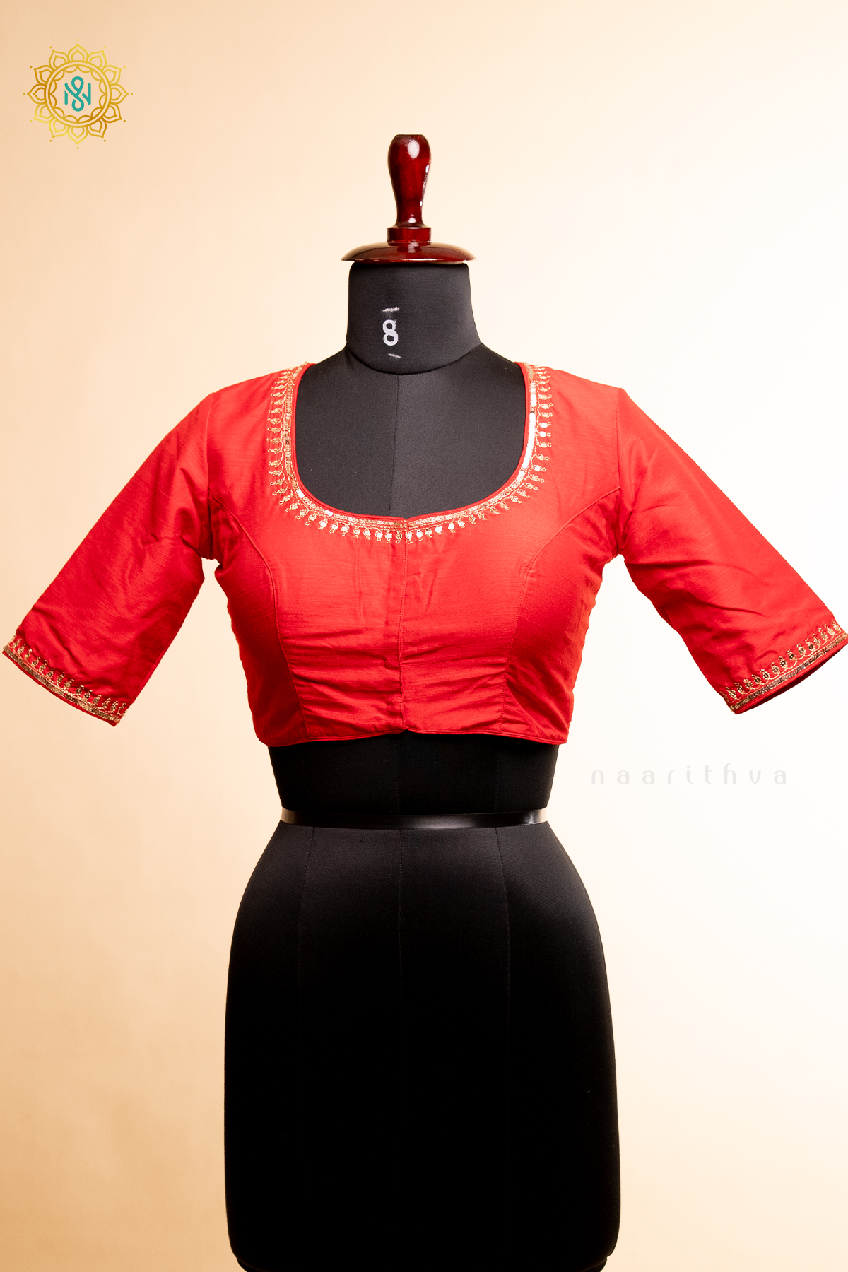 RED - COTTON SILK READYMADE BLOUSE