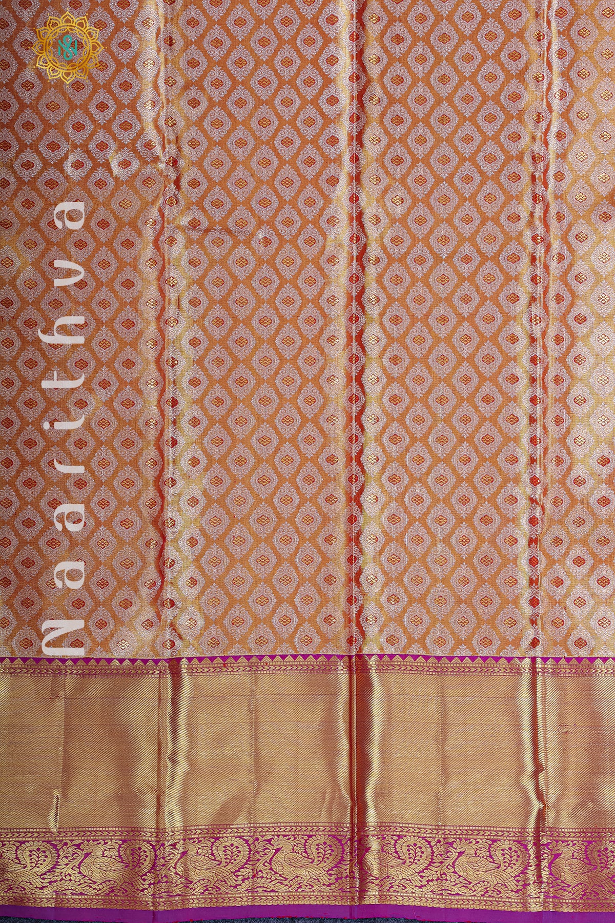 GOLD TISSUE WITH PURPLE - PURE KANJIVARAM SILK