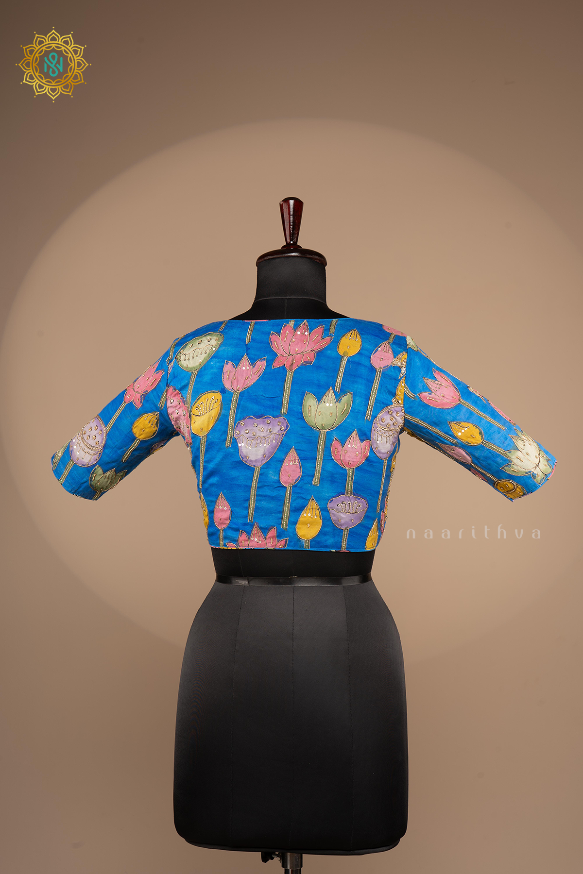 Sky Blue - Pure Silk With Hand Painted Pen Kalamkari Readymade Blouse