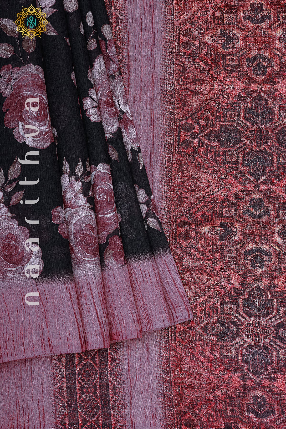 BLACK WITH PINK - JUTE COTTON