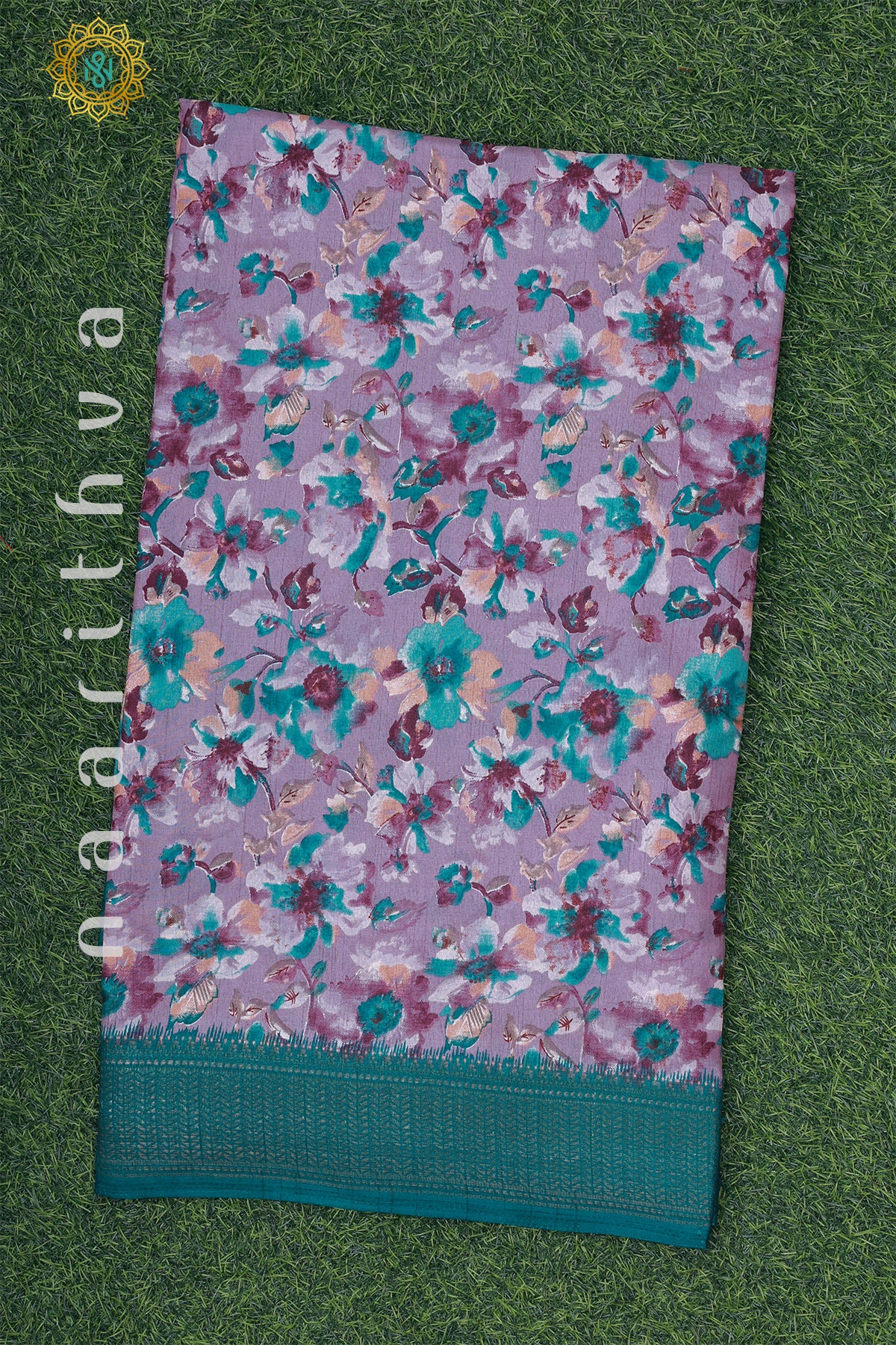 LAVENDER WITH CYAN GREEN - DOLA SILK