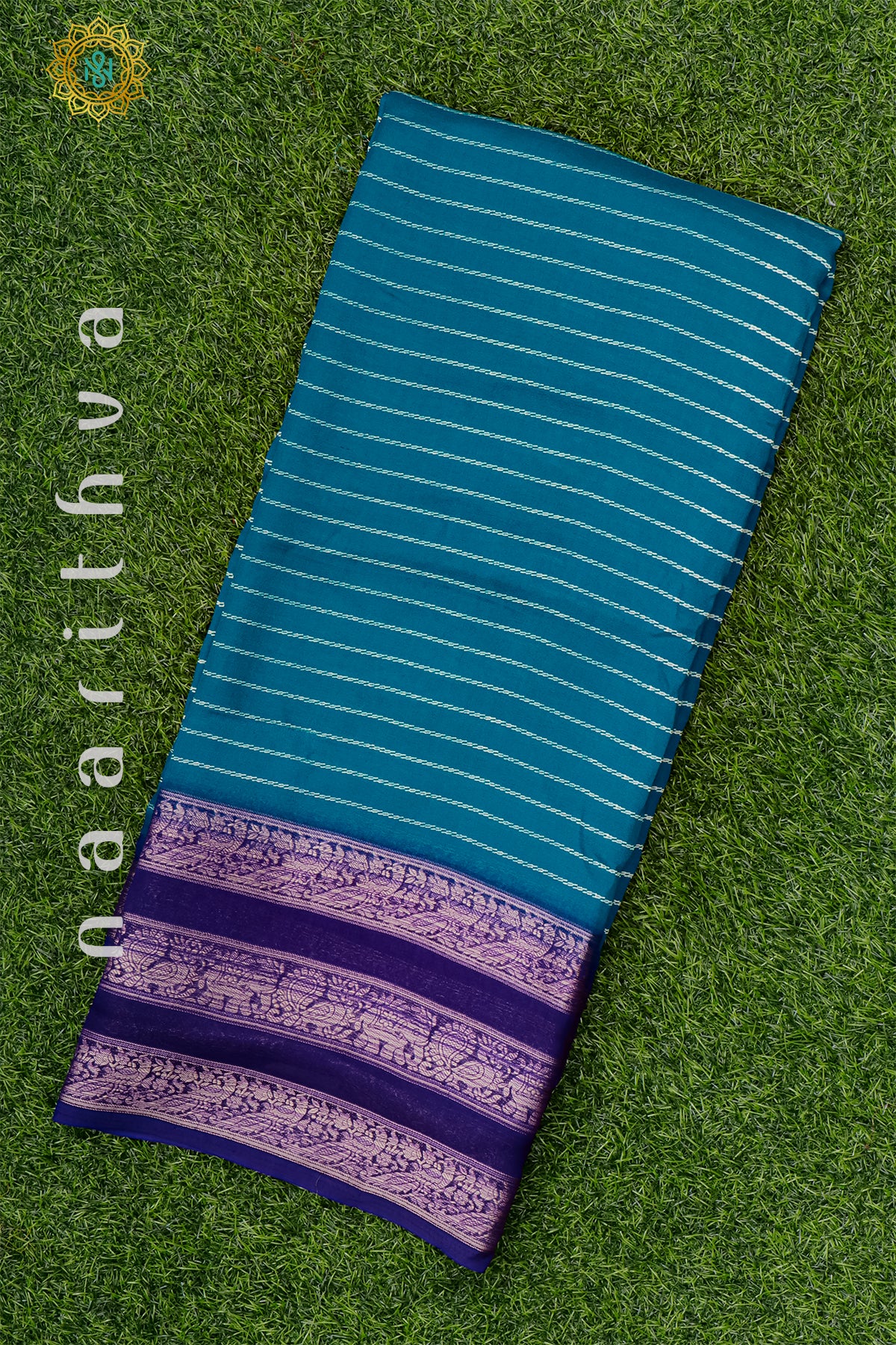 SKY BLUE WITH PURPLE - SEMI GEORGETTE