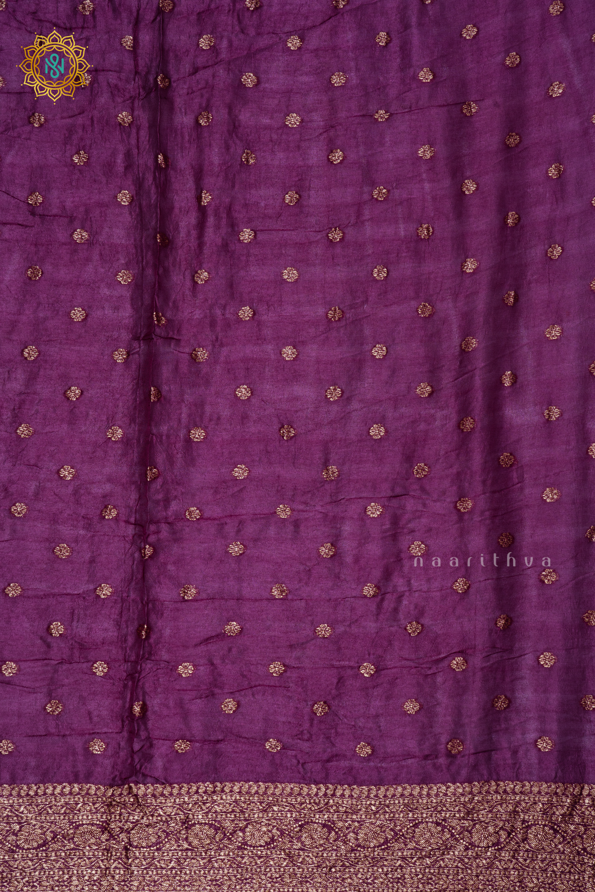 Wine Semi Tussar Silk Saree With Tie and Dye Bandini