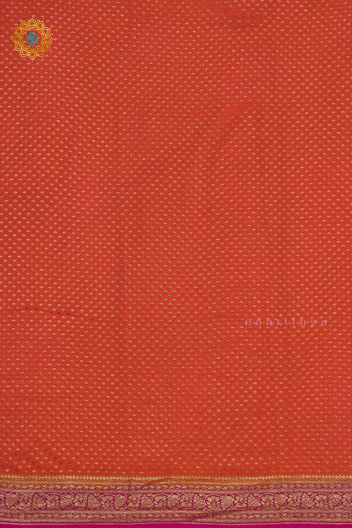 ORANGE WITH PINK - PURE BANARASI KHADDI GEORGETTE