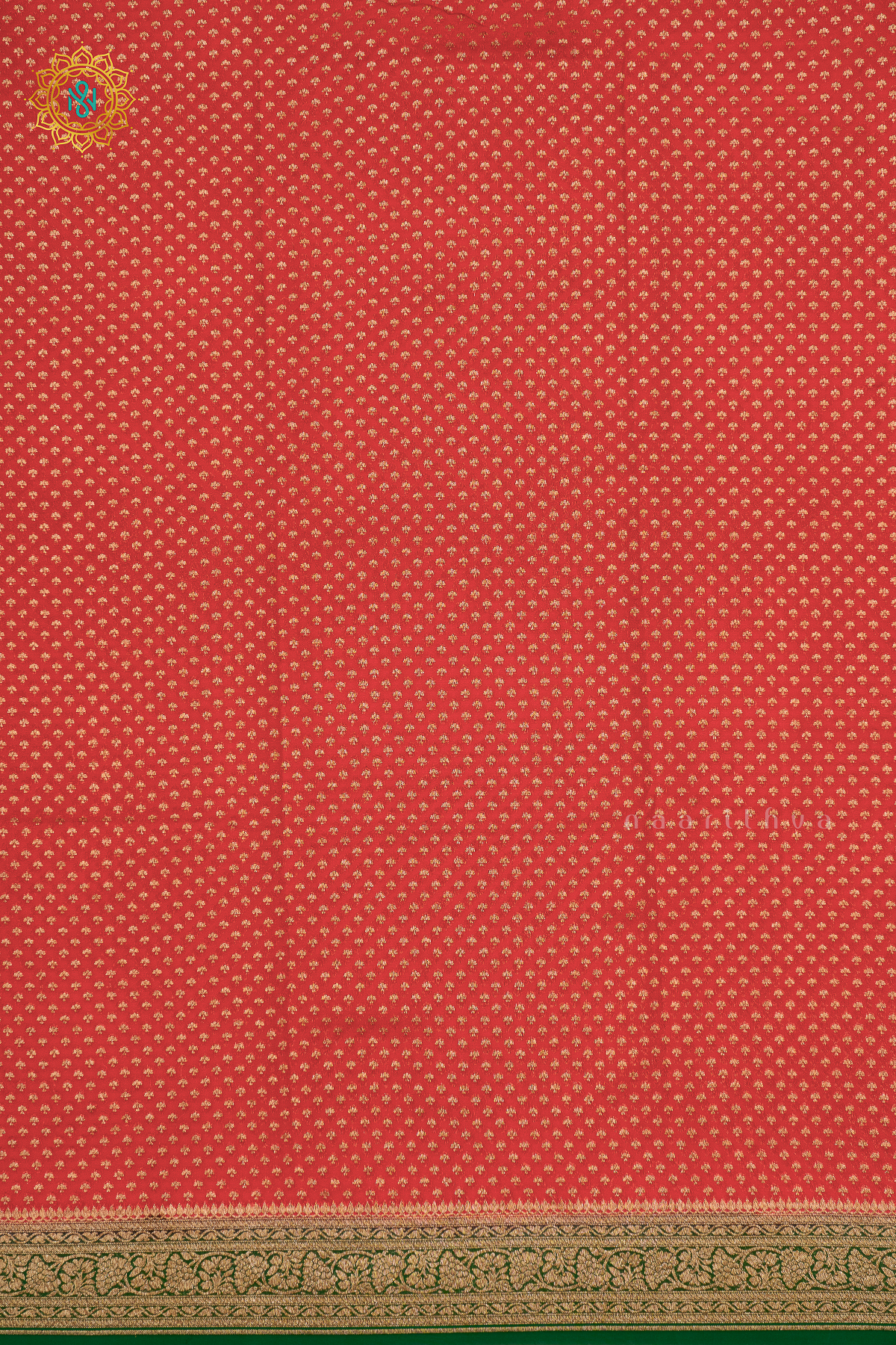 RED WITH GREEN - PURE BANARASI KHADDI GEORGETTE