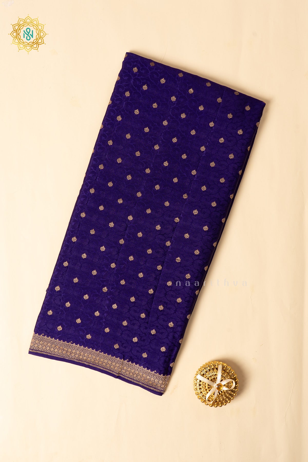 Purple Pure Banrasi Crepe Silk Allover Zari Buttas On The Body With Contrast Zari Border & Pallu