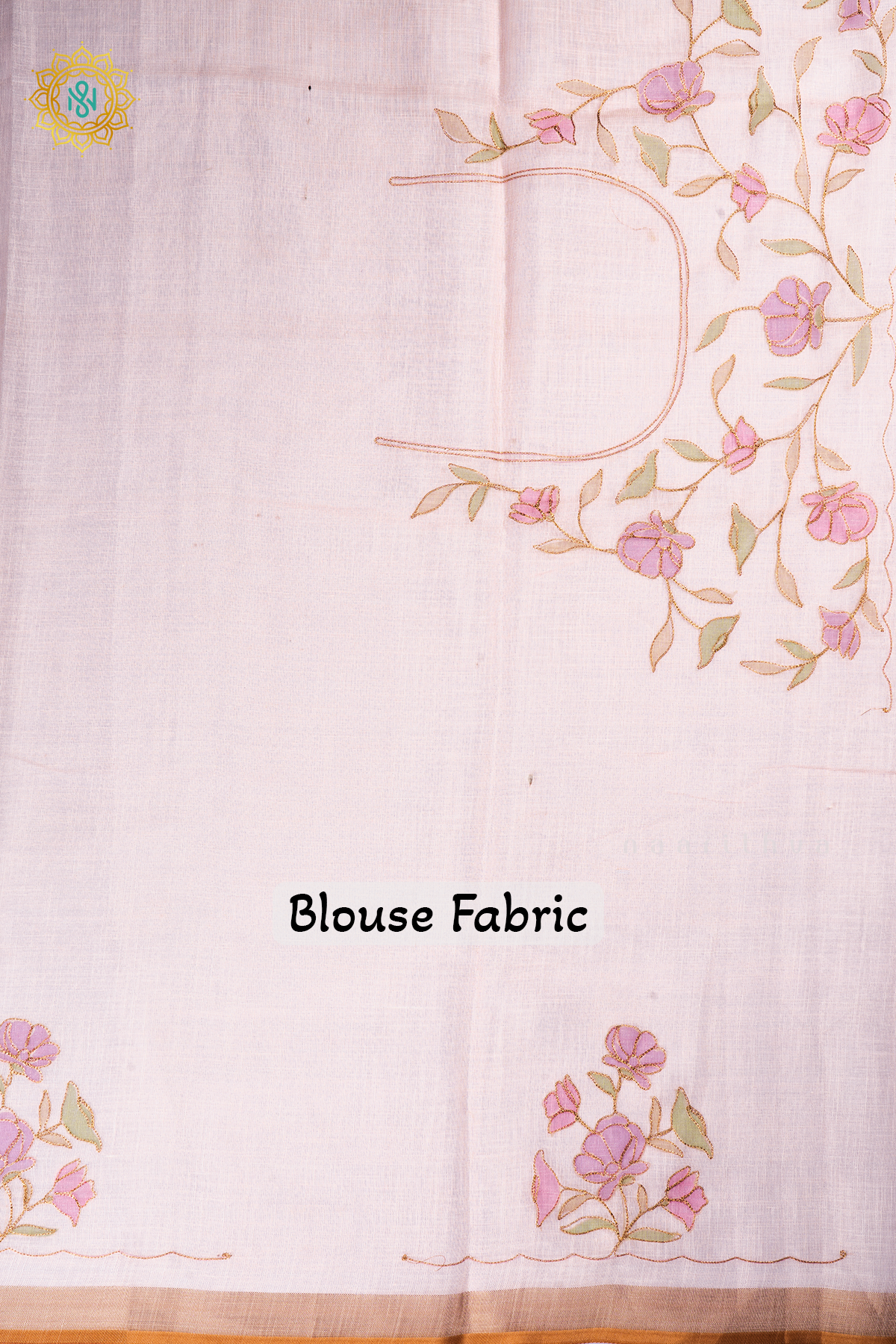 Off White Linen Tissue Saree with Aari Floral Work and Tissue Border