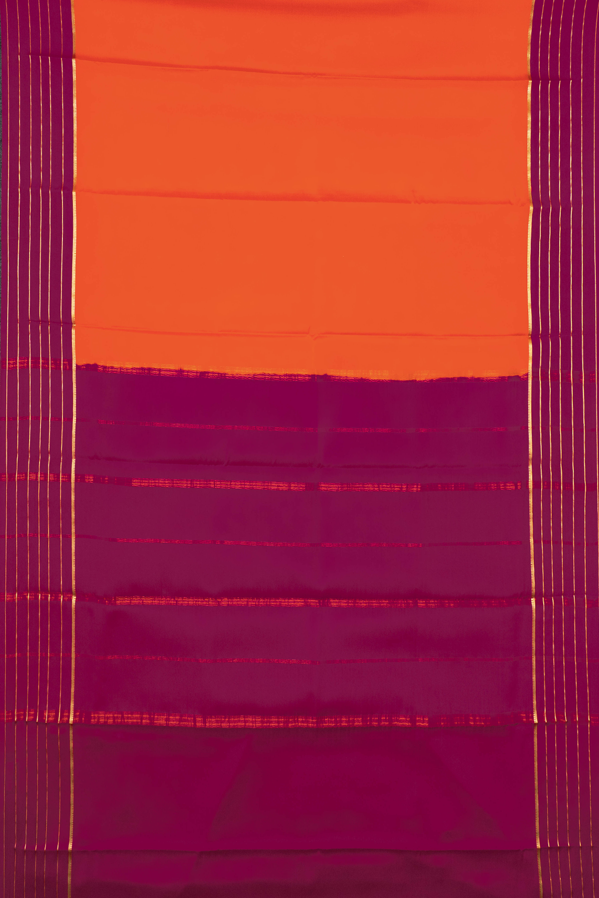 ORANGE WITH PINK - PURE MYSORE CREPE SILK