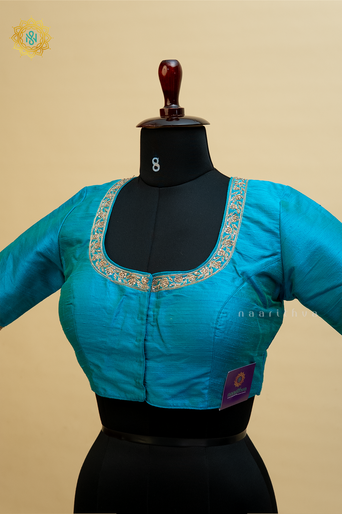 SKY BLUE - RAW SILK READYMADE BLOUSE