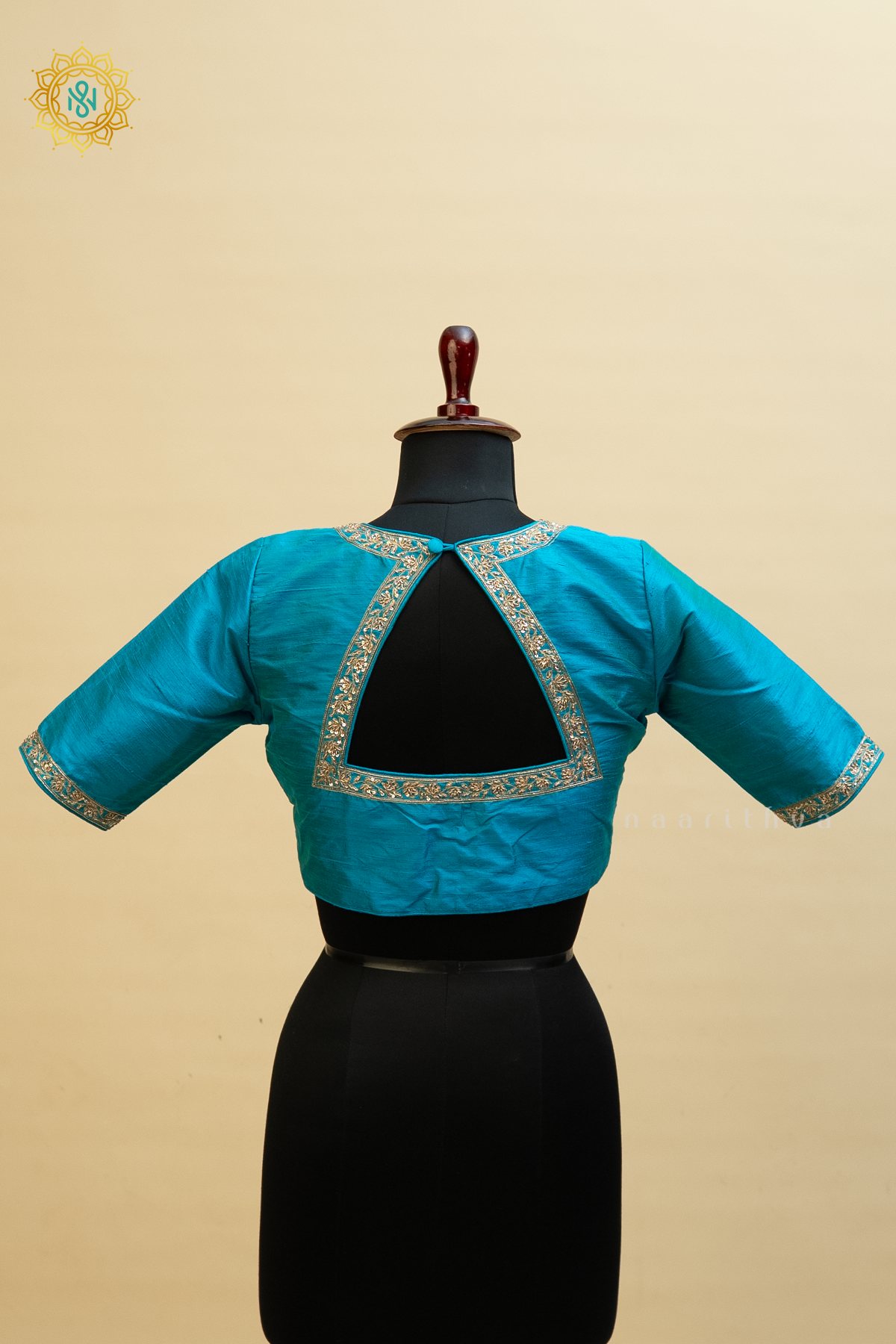 SKY BLUE - RAW SILK READYMADE BLOUSE