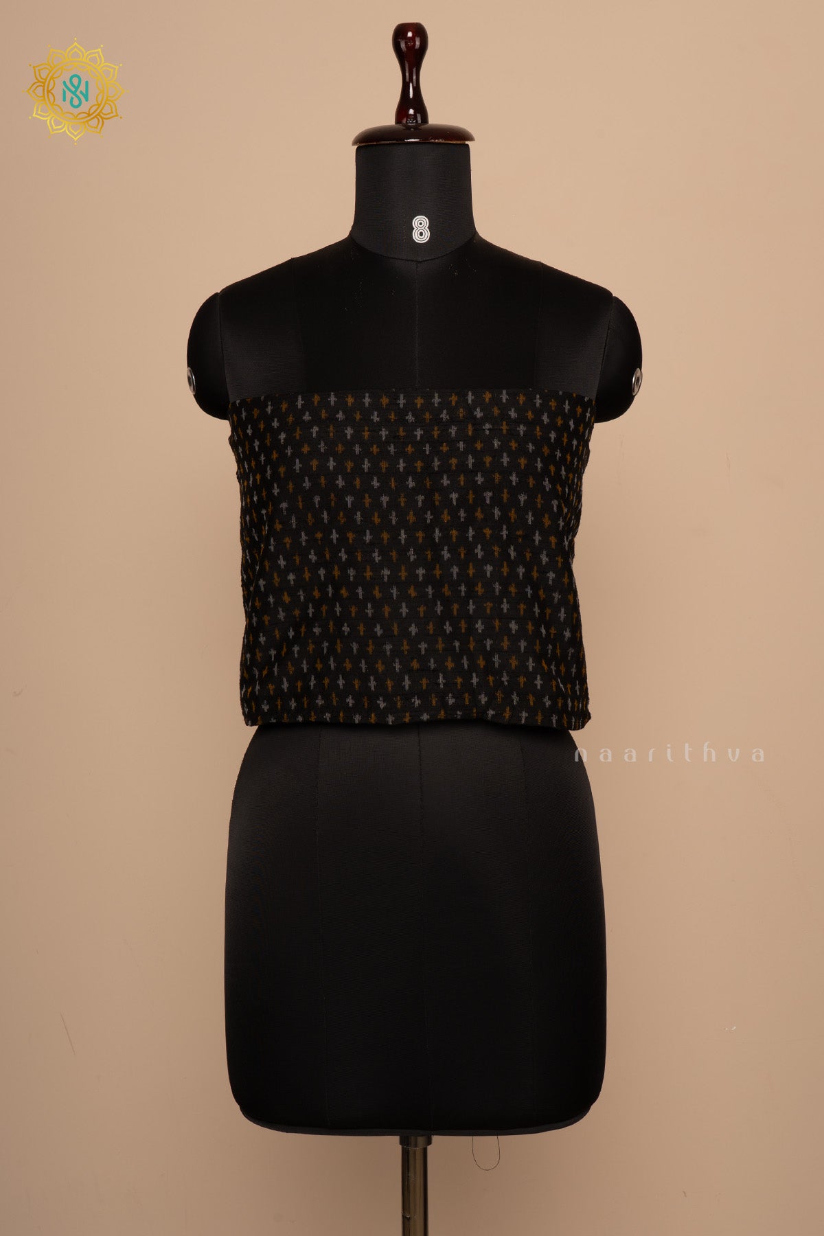 Black - Ikkat Woven Pure Silk Blouse Fabric