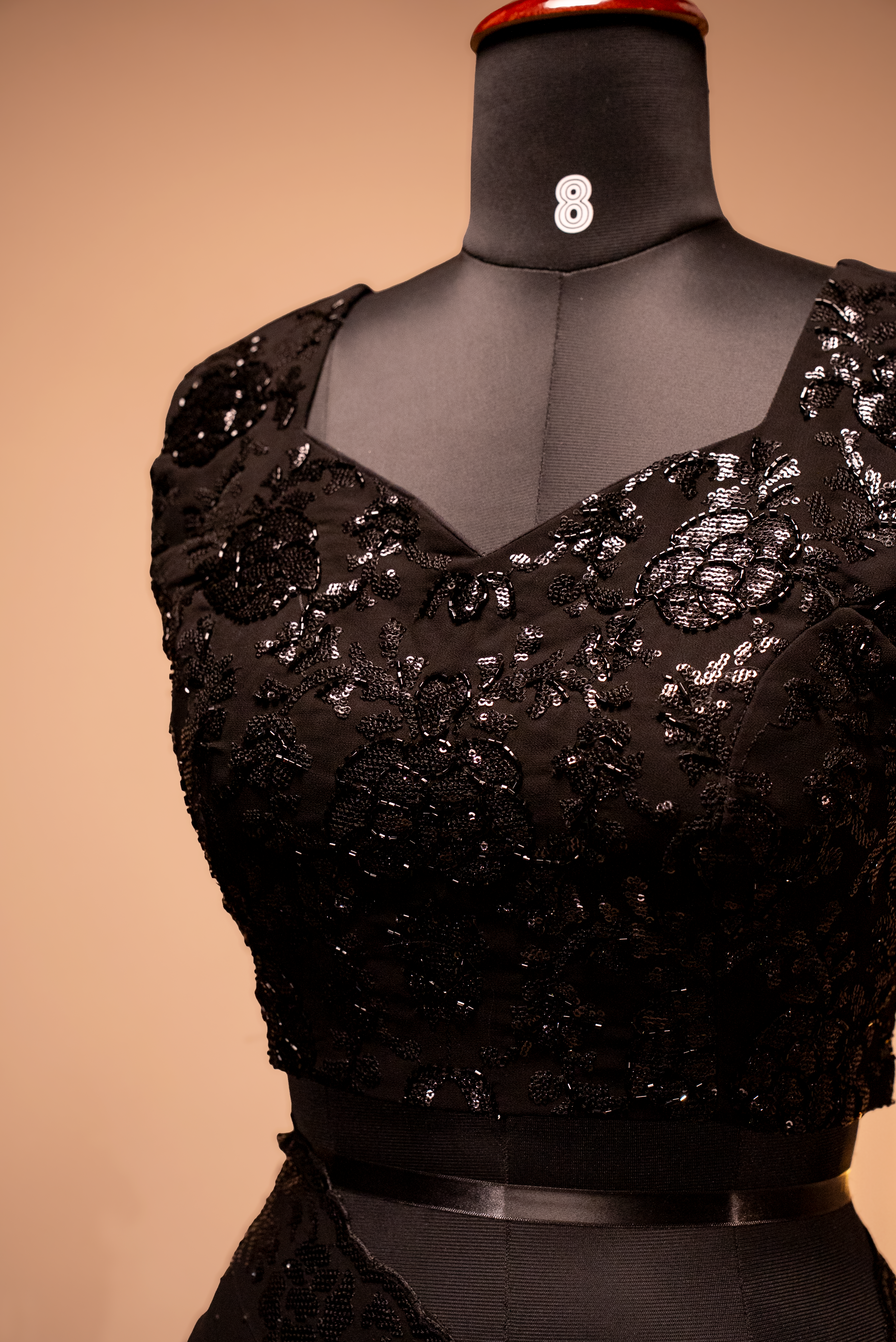 BLACK - DESIGNER GEORGETTE SAREE WITH READYMADE BLOUSE