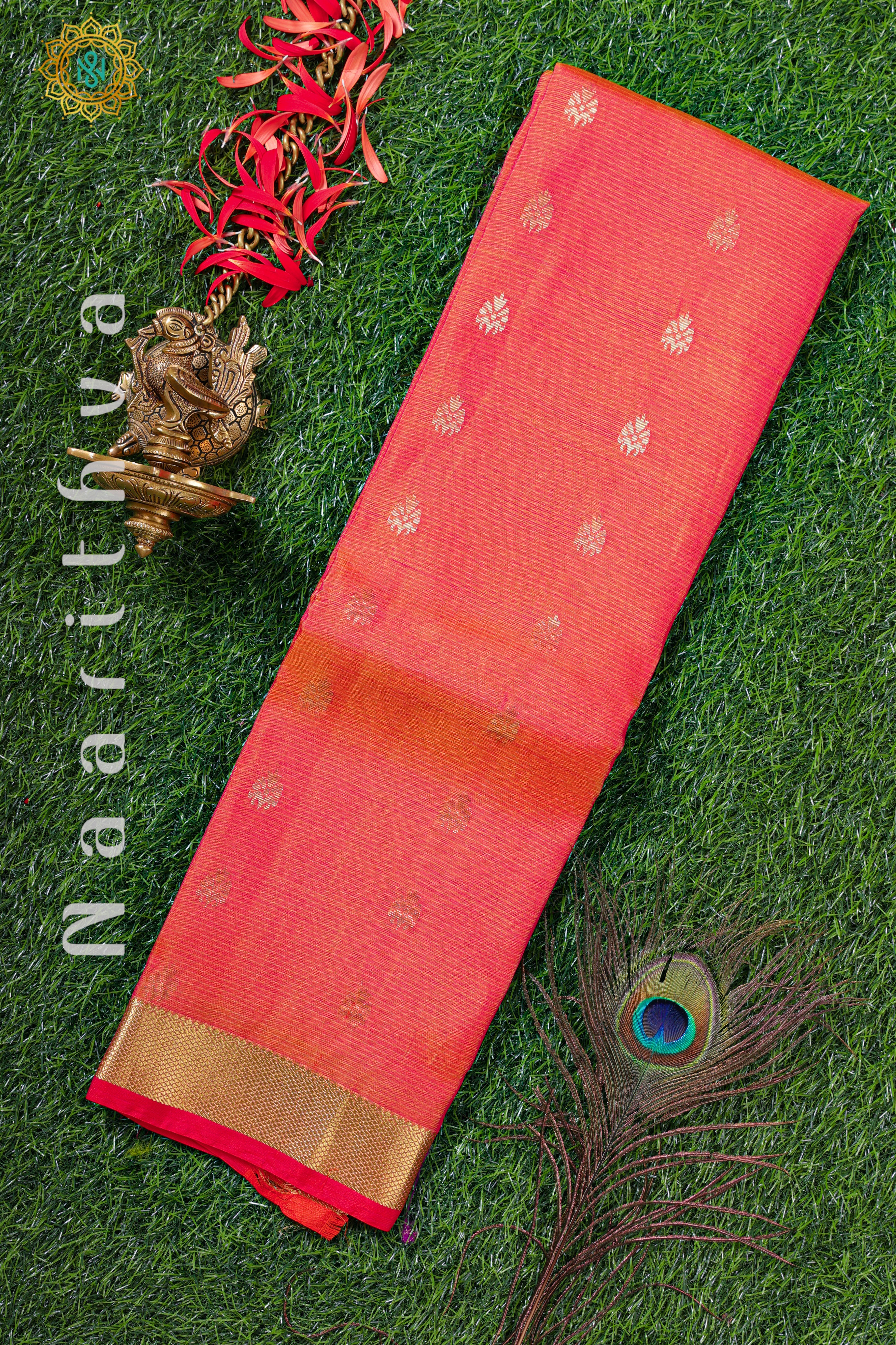 ORANGE WITH ORANGISH PINK - KANJIVARAM PURE MIX