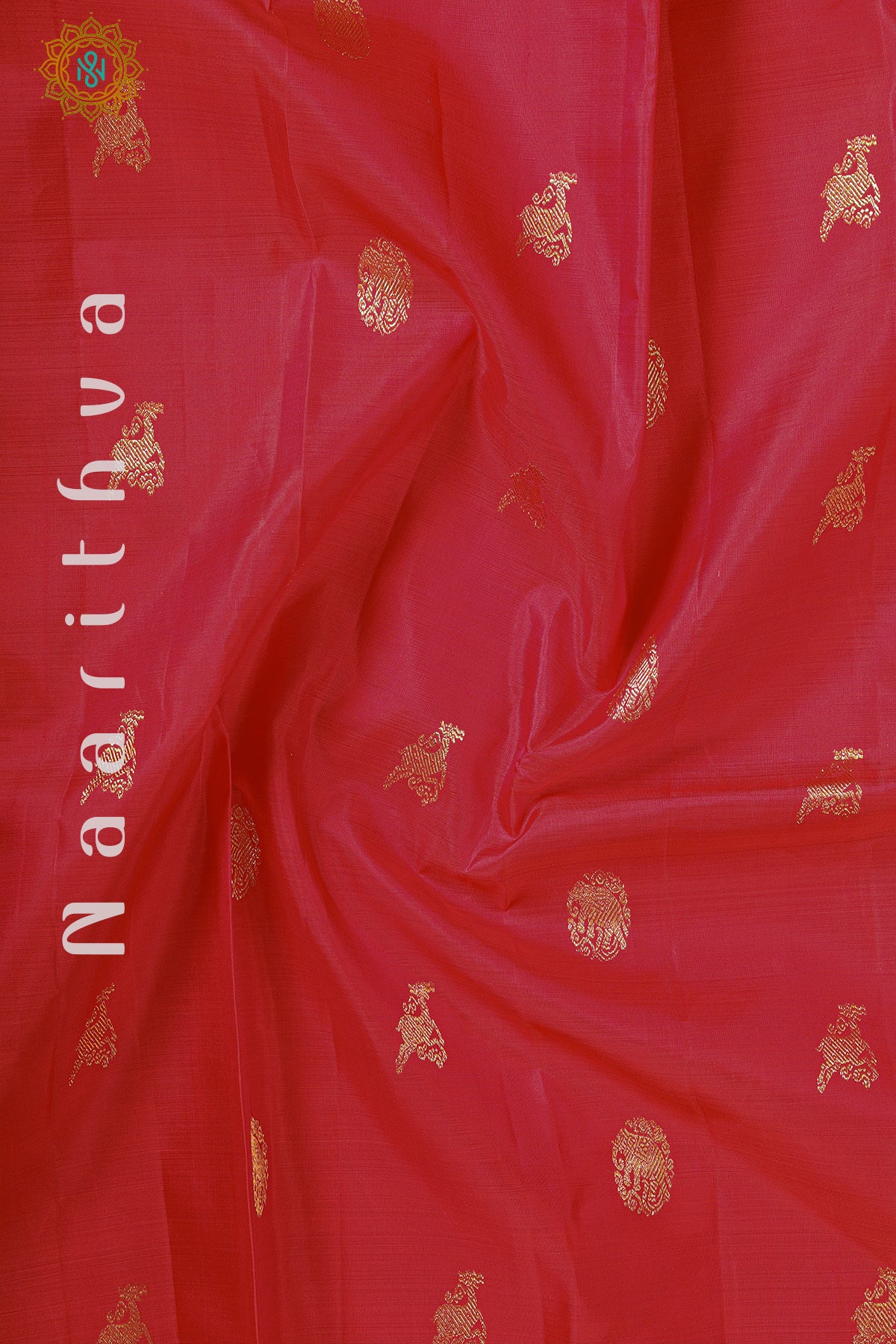 REDDISH ORANGE WITH GREEN - PURE KANJIVARAM SILK