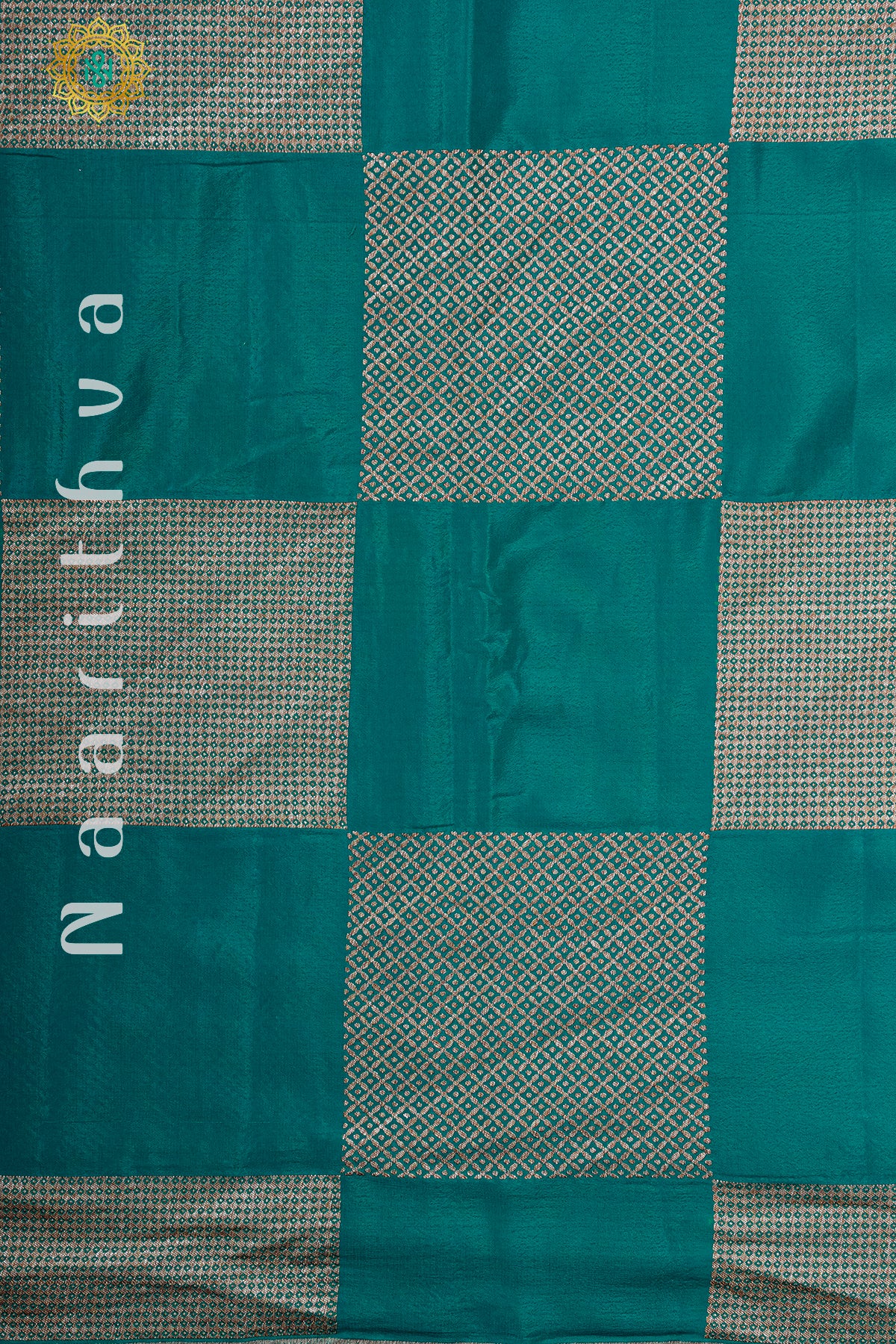 TEAL GREEN WITH PINK - PURE BANARASI CREPE SILK