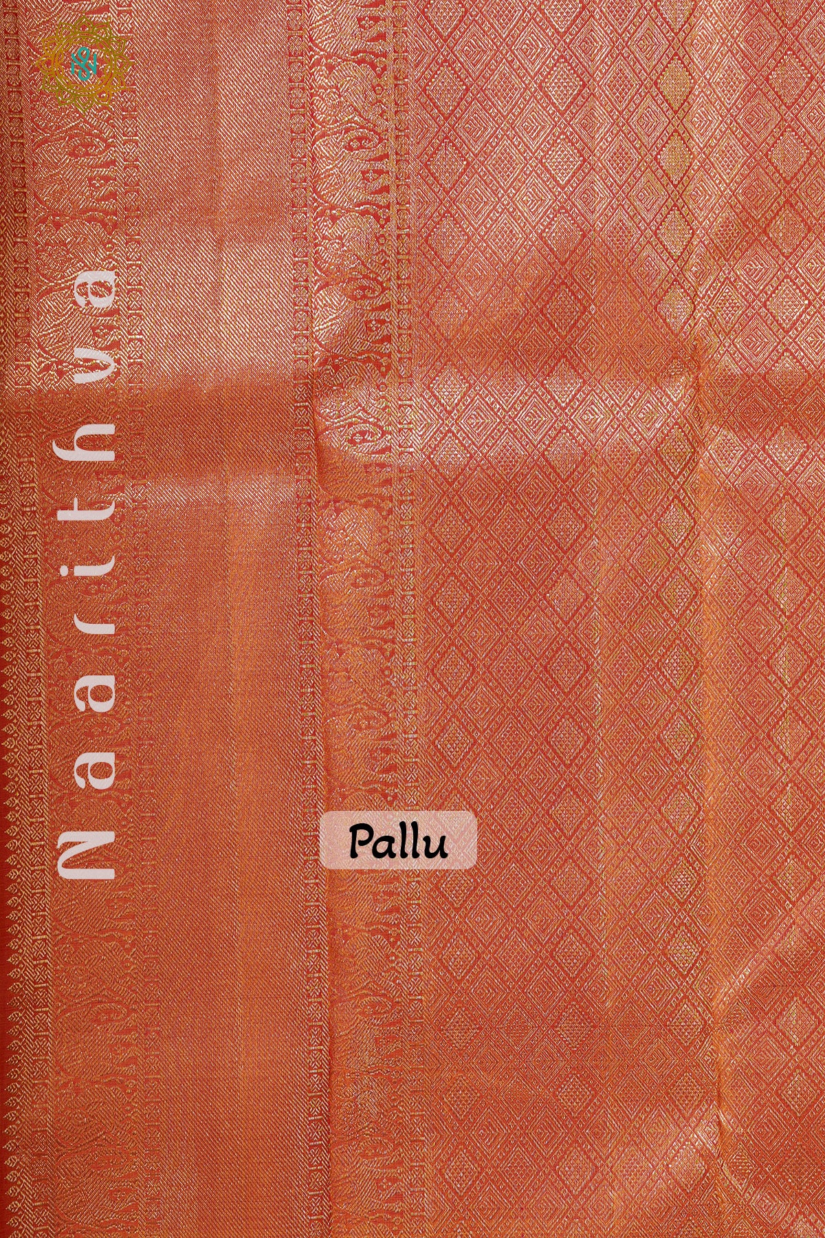 REDDISH ORANGE WITH GREEN - PURE KANJIVARAM SILK