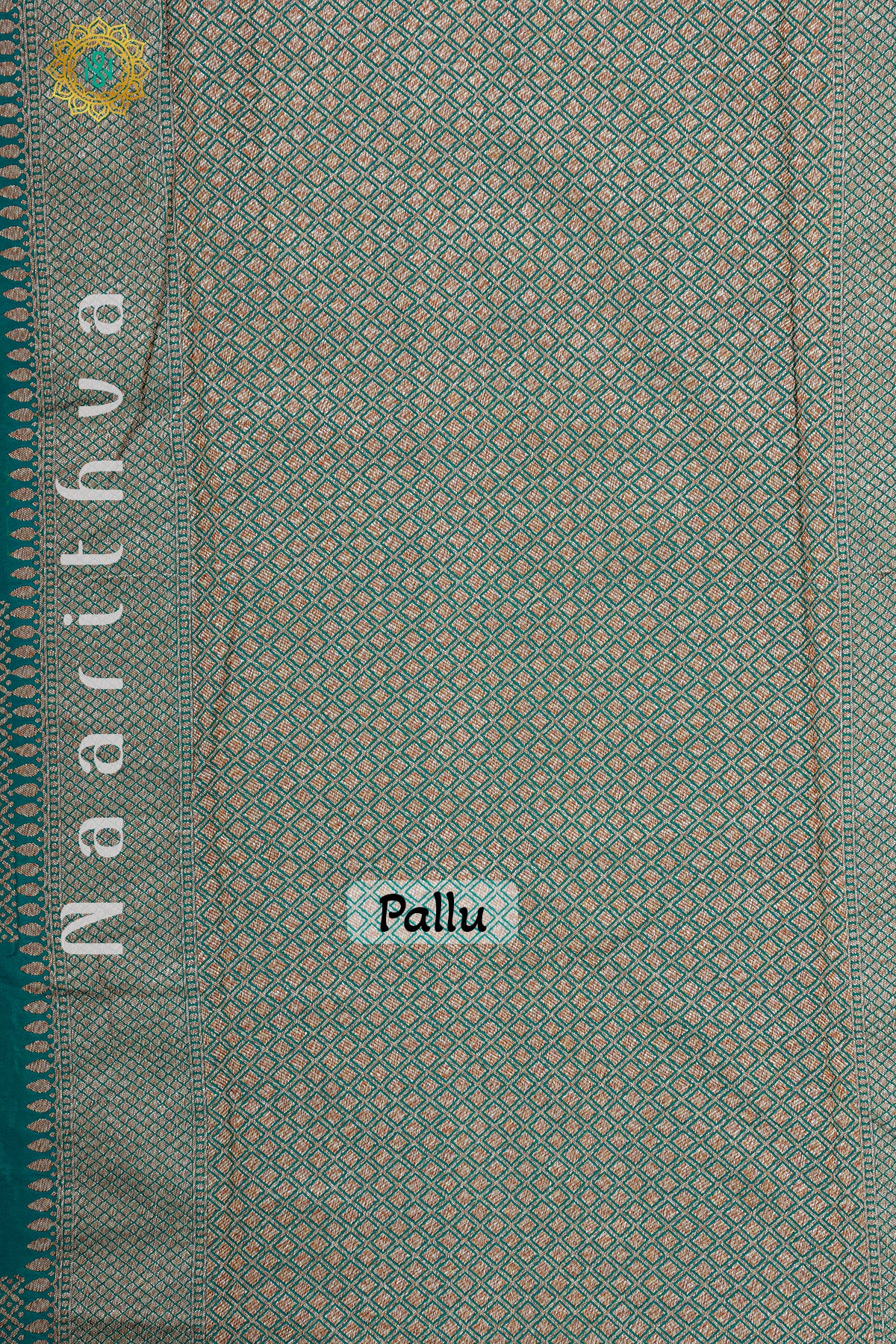 TEAL GREEN WITH PINK - PURE BANARASI CREPE SILK