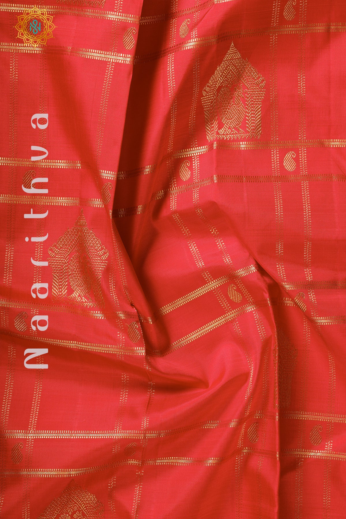 RED WITH GREEN - PURE KANJIVARAM SILK WITH PURE ZARI