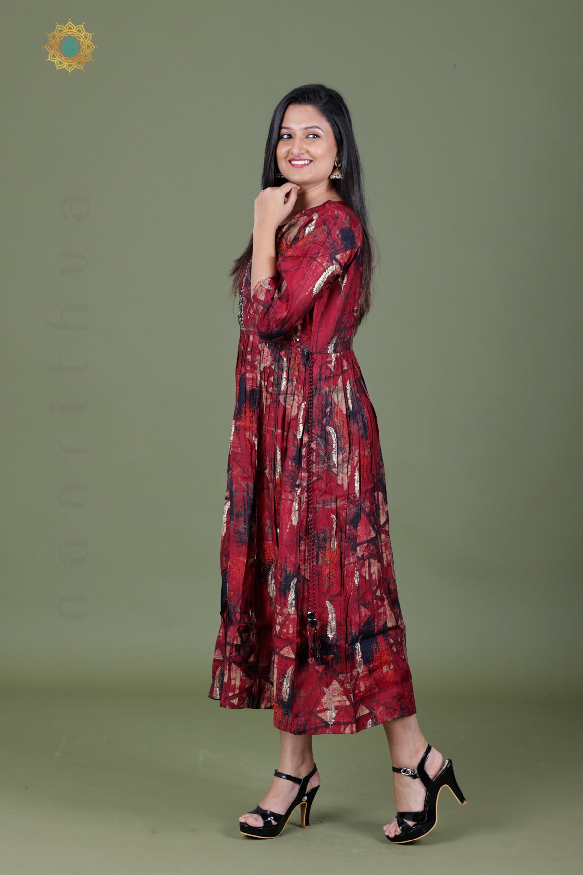 MAROON WITH BLACK - CASUAL WEAR ONE PIECE KURTI