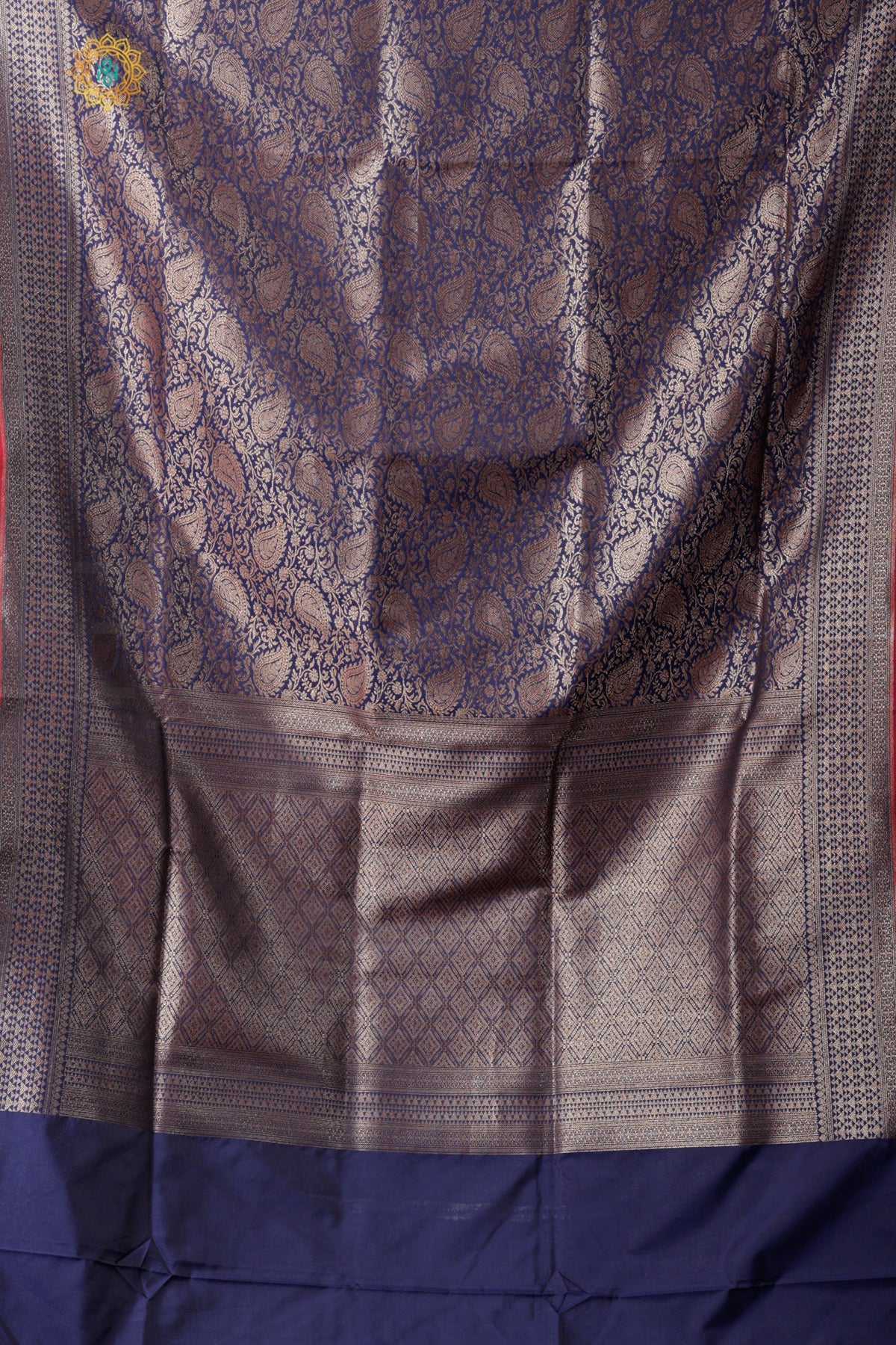 NAVY BLUE - SEMI KATAN SILK WITH ANTIQUE ZARI WEAVES