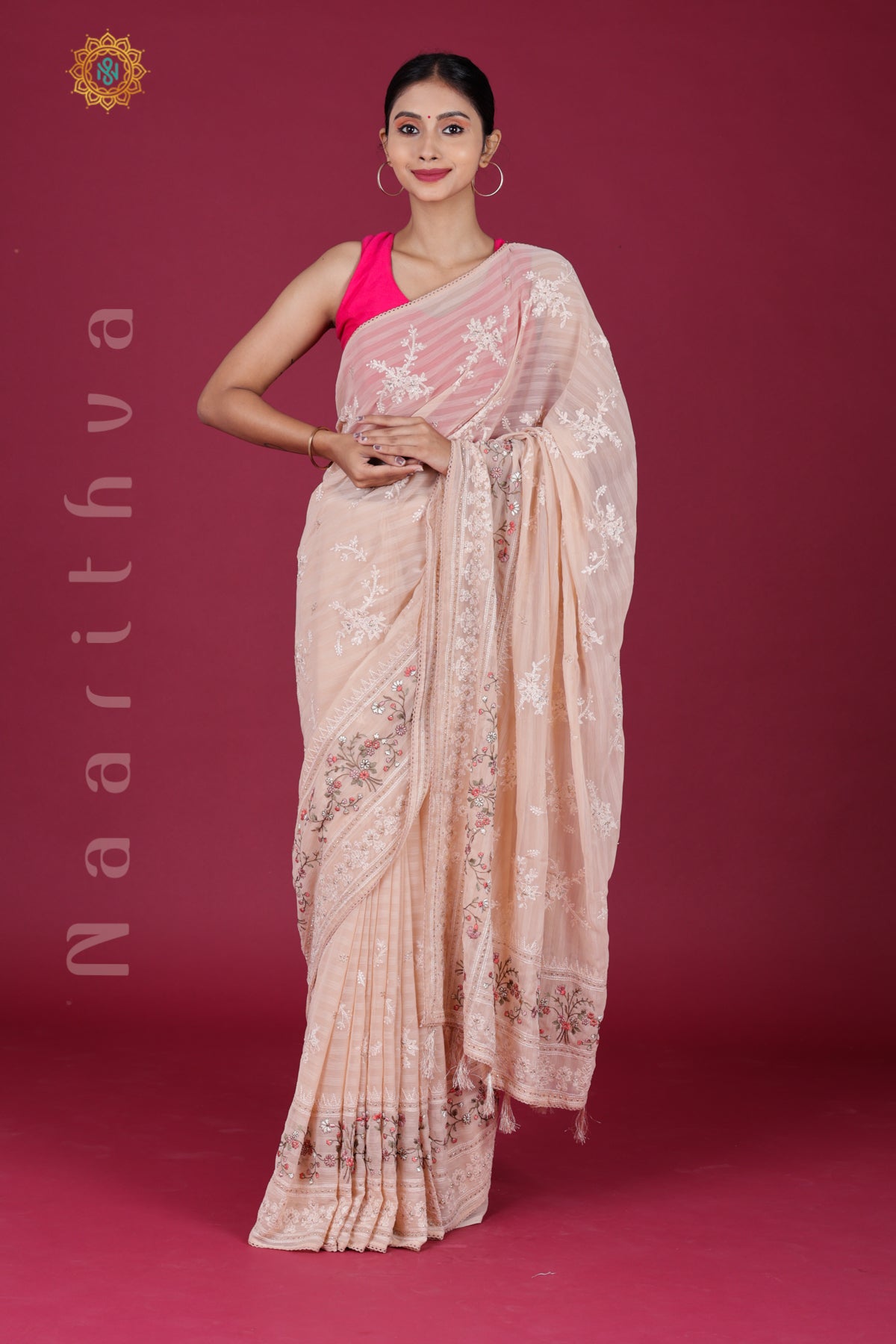 BEIGE - CHINNON GEORGETTE WITH EMBROIDERY