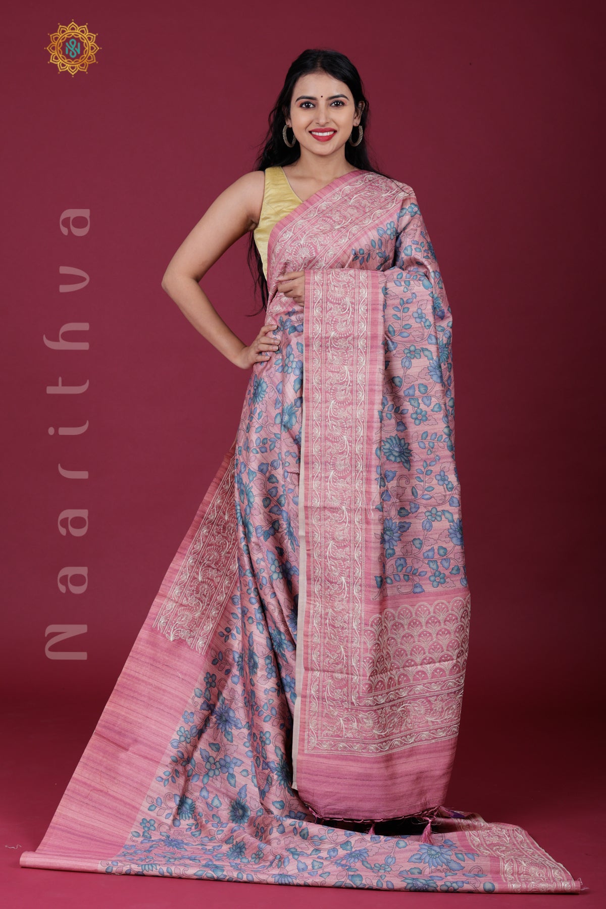 PINK - SEMI TUSSAR SILK WITH EMBROIDERY