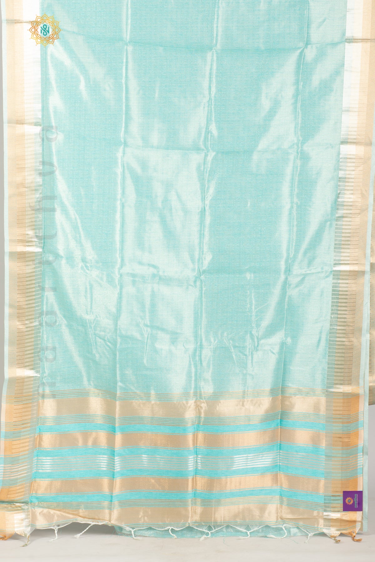 PASTEL BLUE - LINEN TISSUE WITH ZARI WOVEN BORDER & SELF BLOUSE