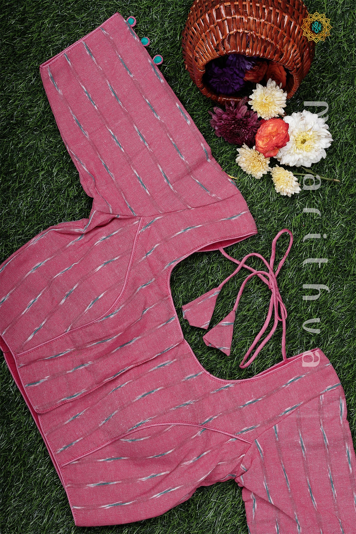 PINK - READYMADE COTTON BLOUSE WITH IKAT PRINT