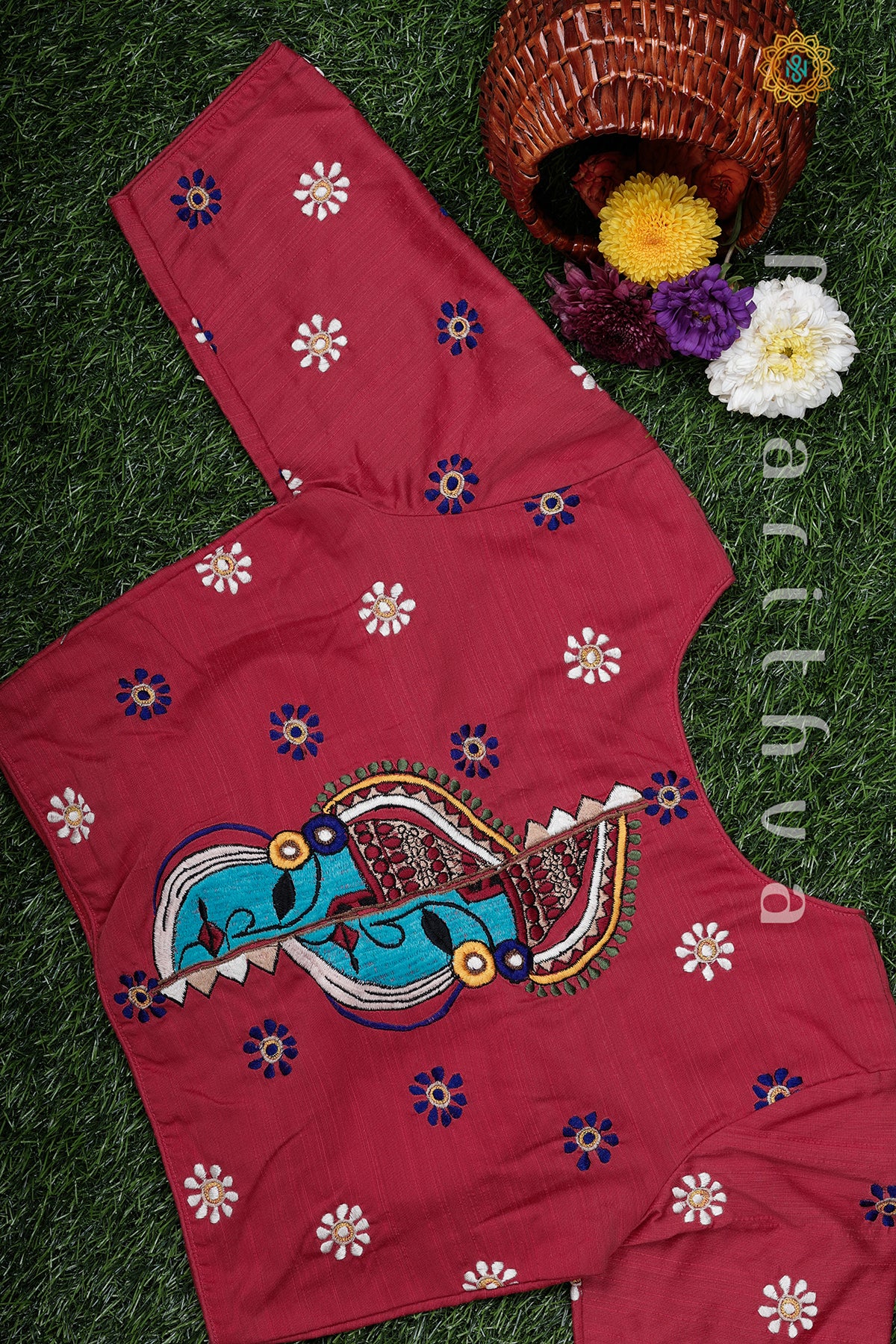 PINK - READYMADE COTTON BLOUSE WITH HAND EMBROIDERY DESIGN