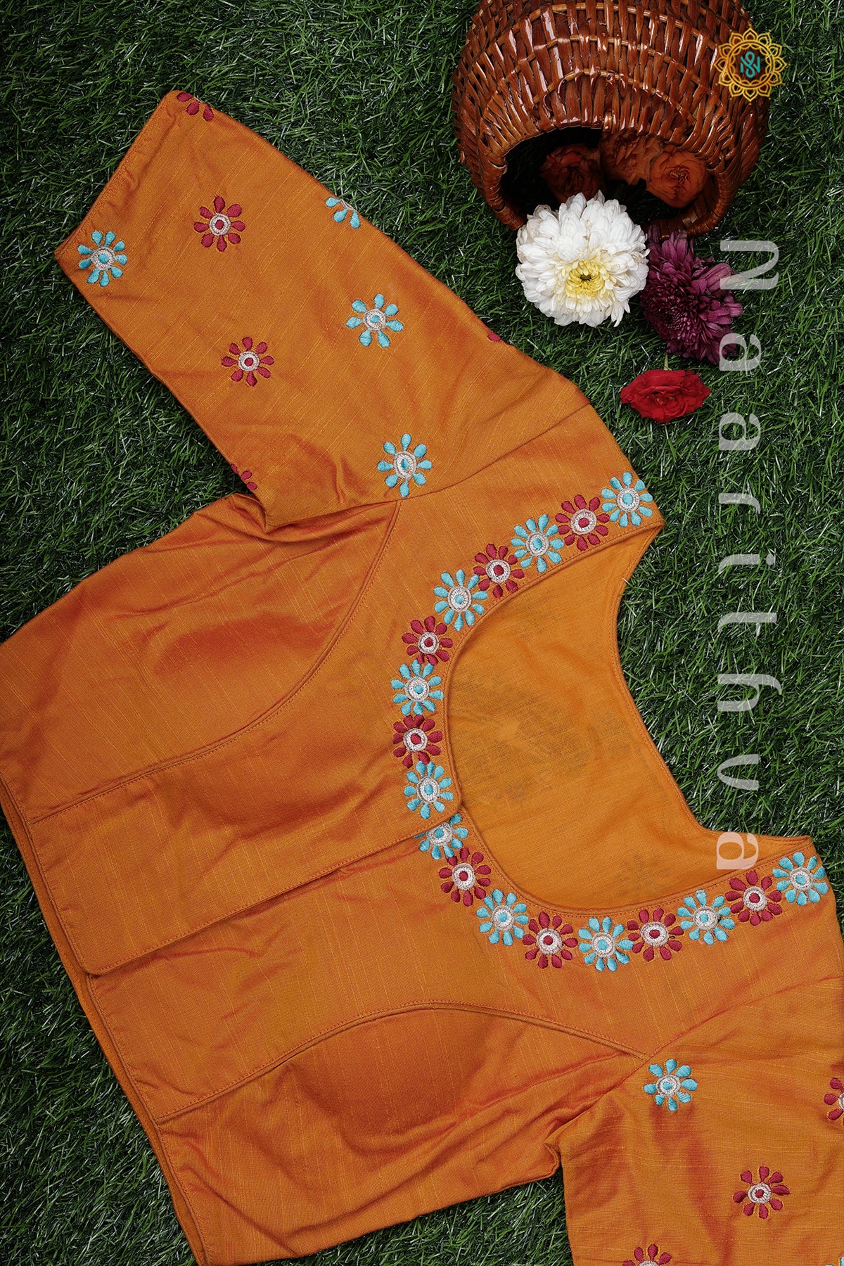 YELLOW - READYMADE COTTON BLOUSE WITH HAND EMBROIDERY DESIGN