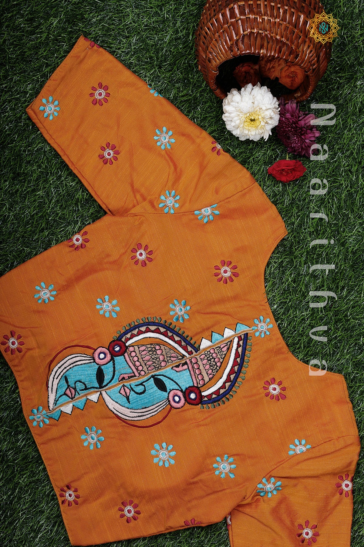 YELLOW - READYMADE COTTON BLOUSE WITH HAND EMBROIDERY DESIGN