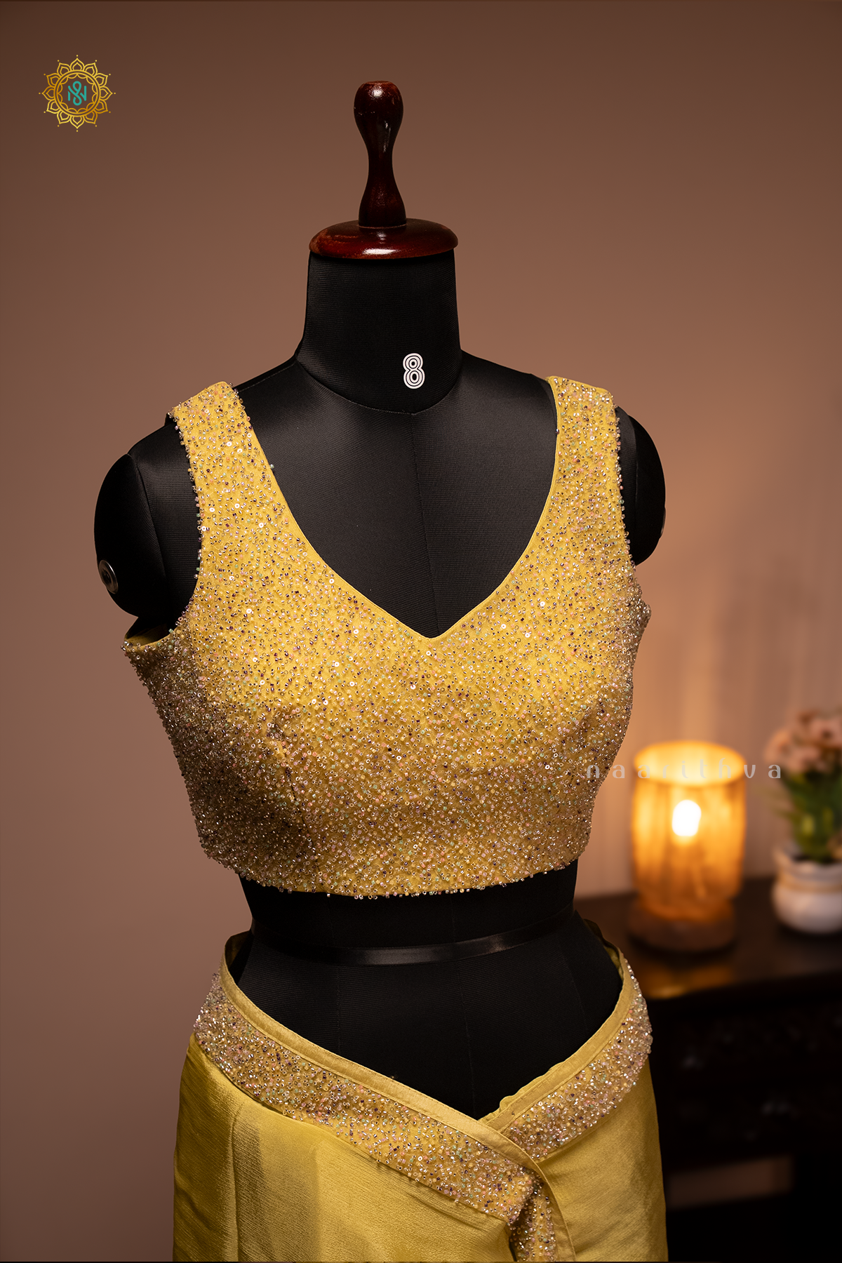 LEMON YELLOW - CHINNON DESIGNER WEAR WITH READYMADE BLOUSE