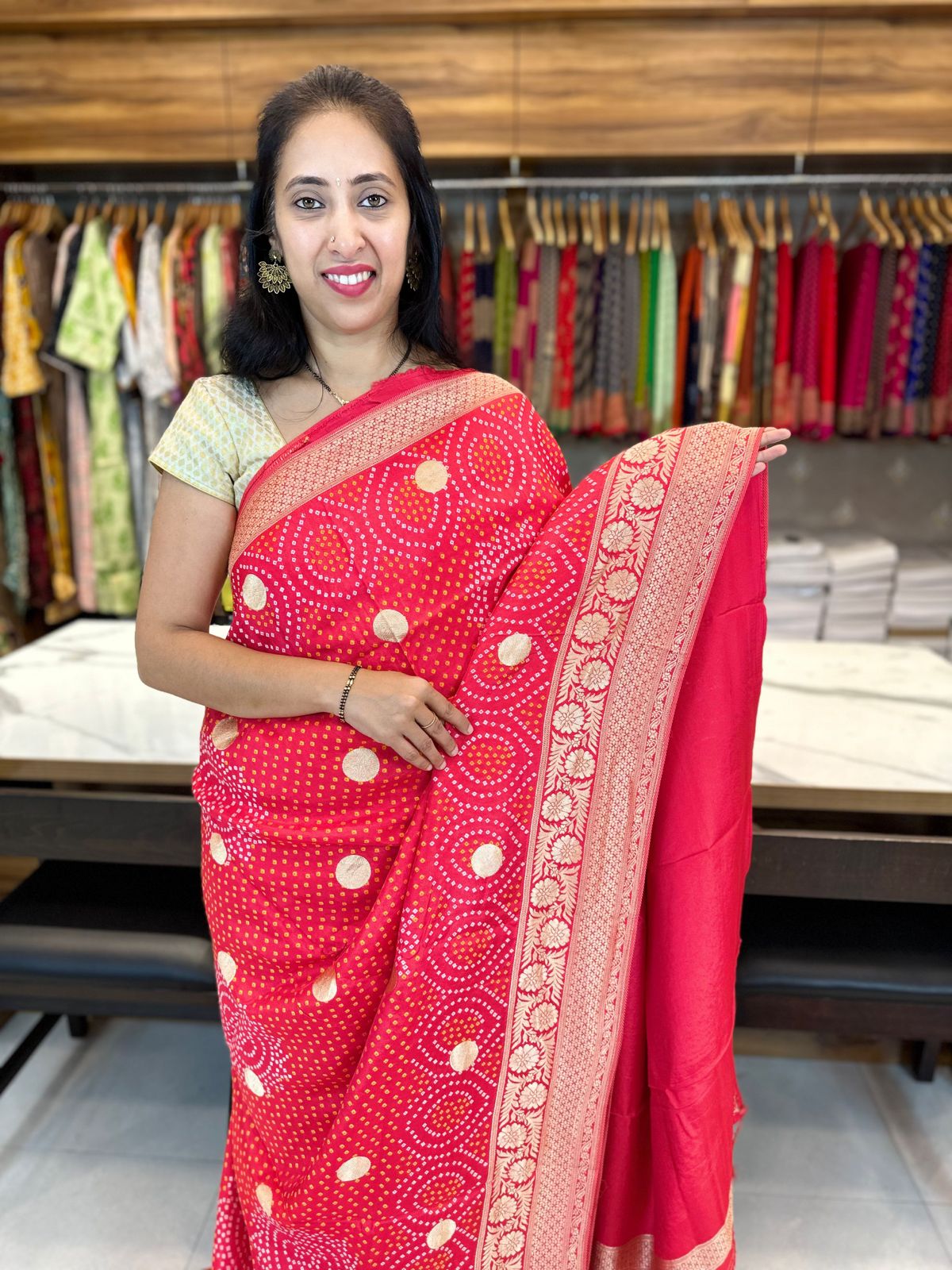 PINKISH RED - SEMI CREPE GEORGETTE