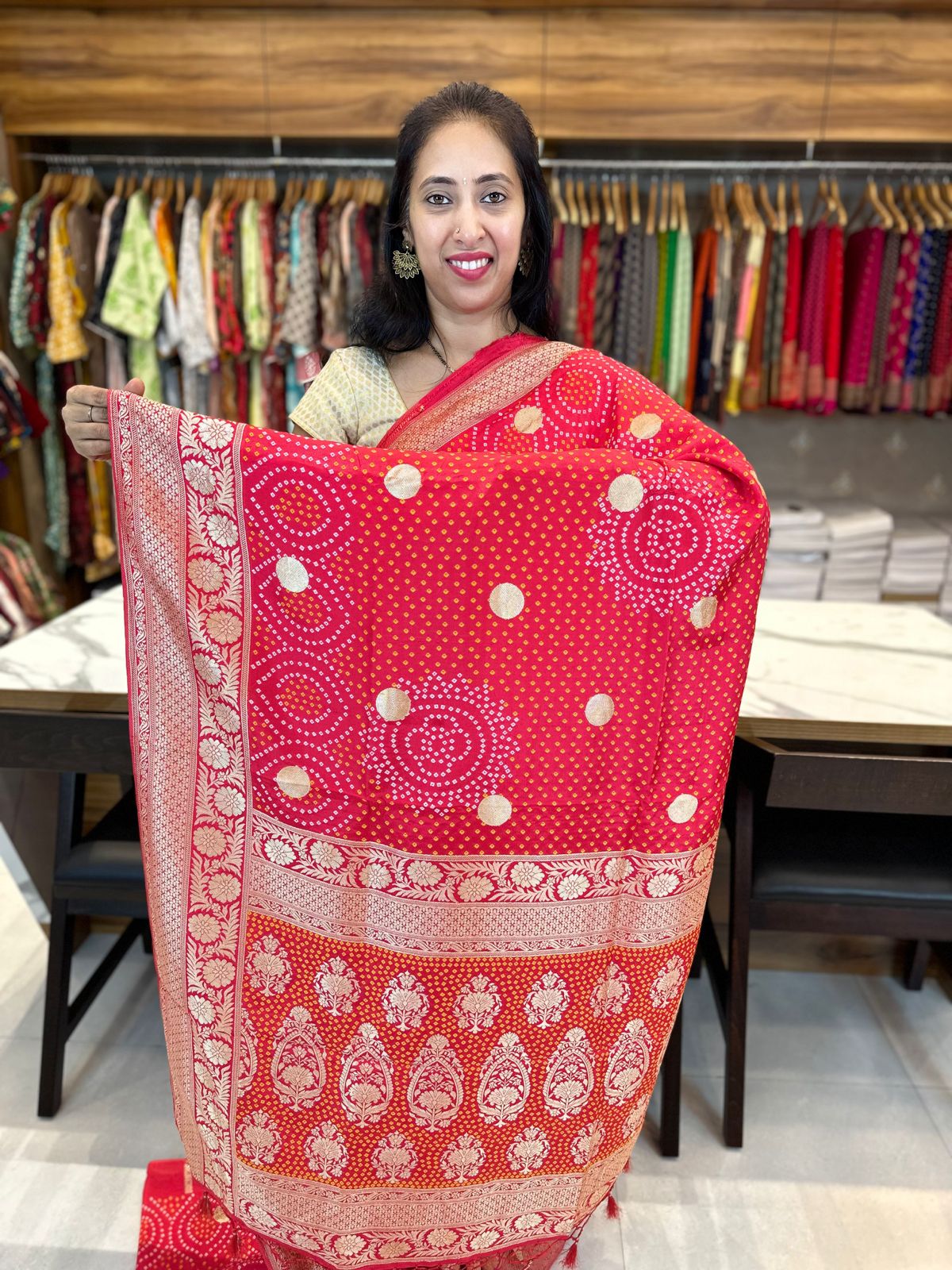 PINKISH RED - SEMI CREPE GEORGETTE